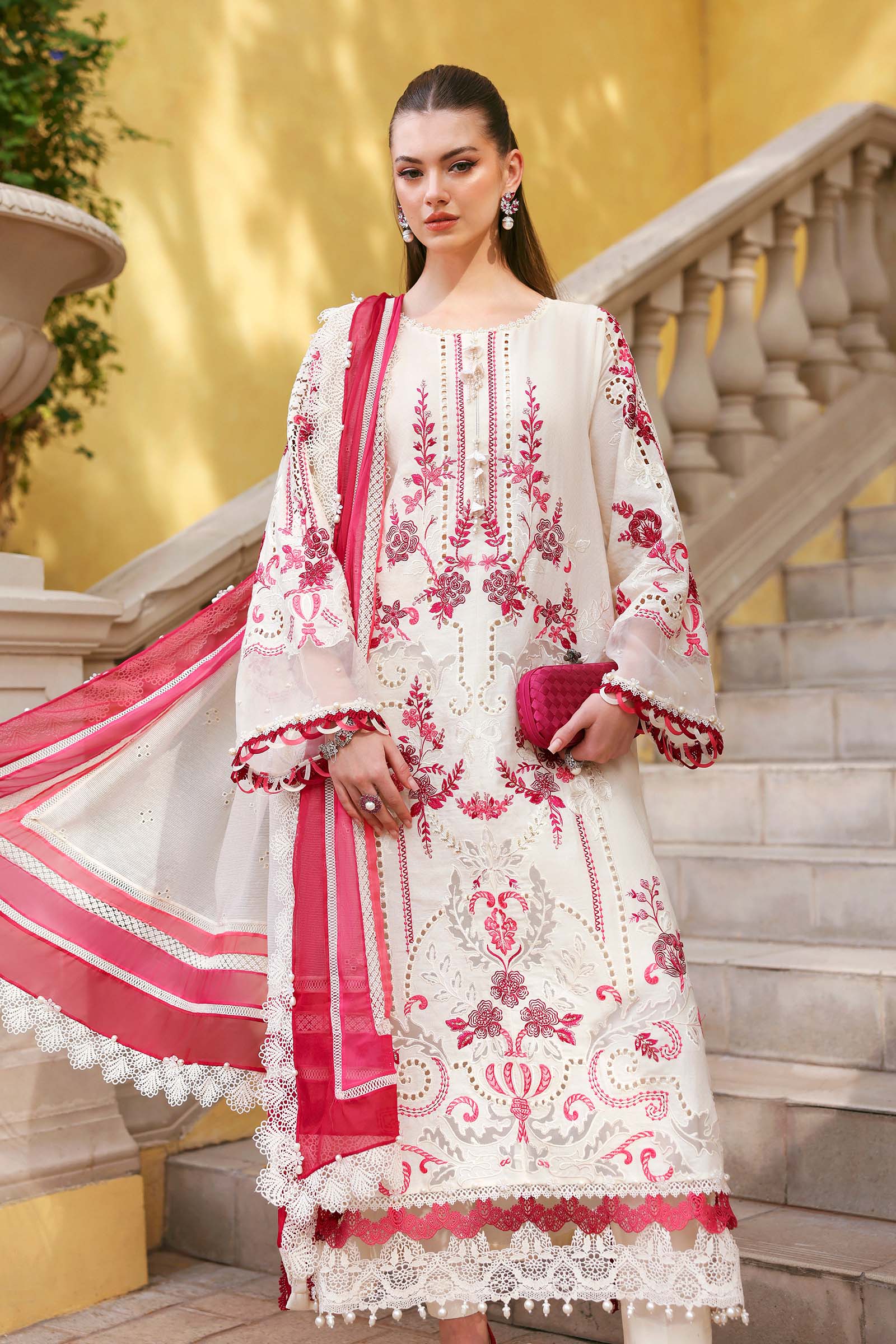 3 Piece Unstitched Embroidered Jacquard Lawn Suit - Image 2