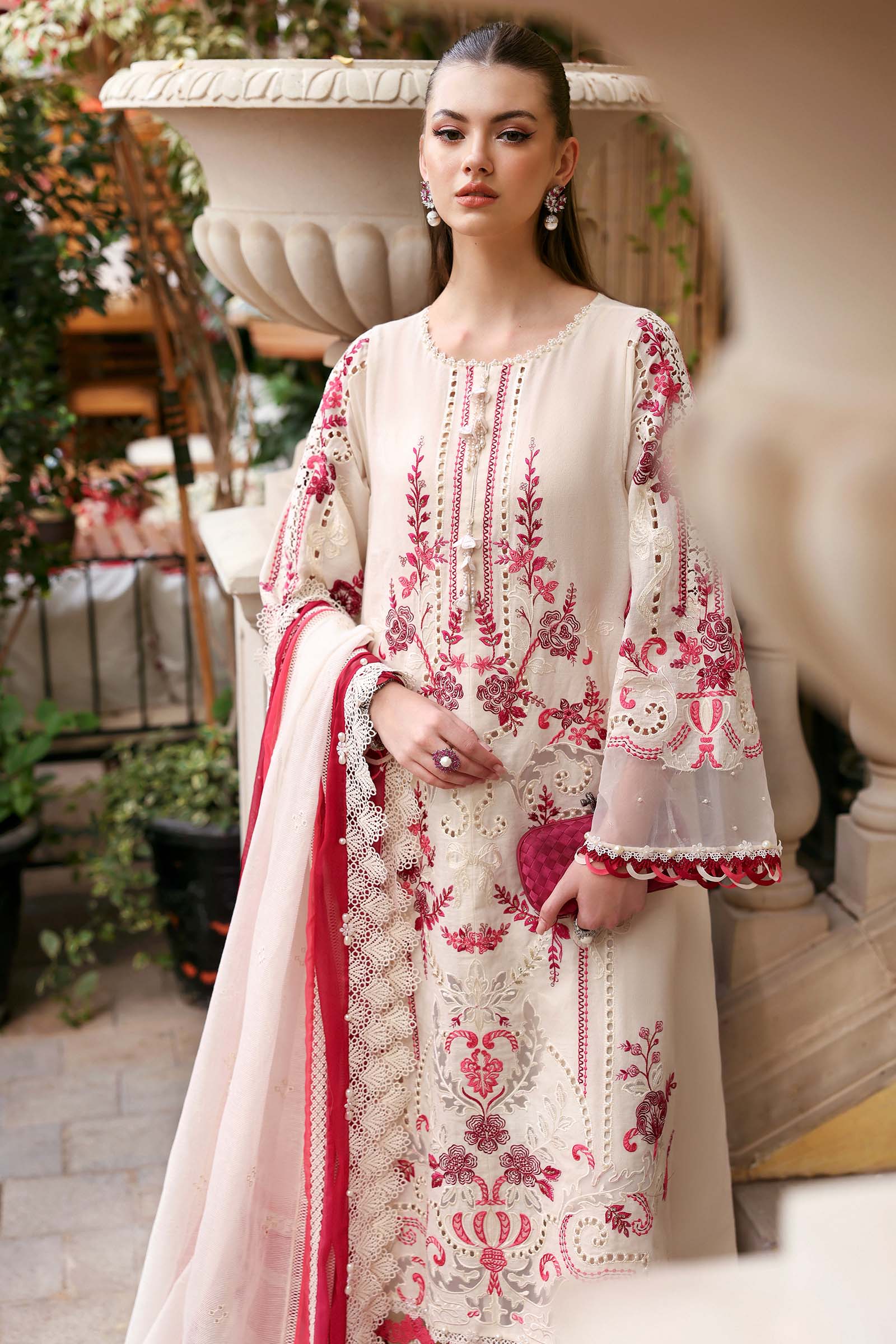 3 Piece Unstitched Embroidered Jacquard Lawn Suit - Image 3