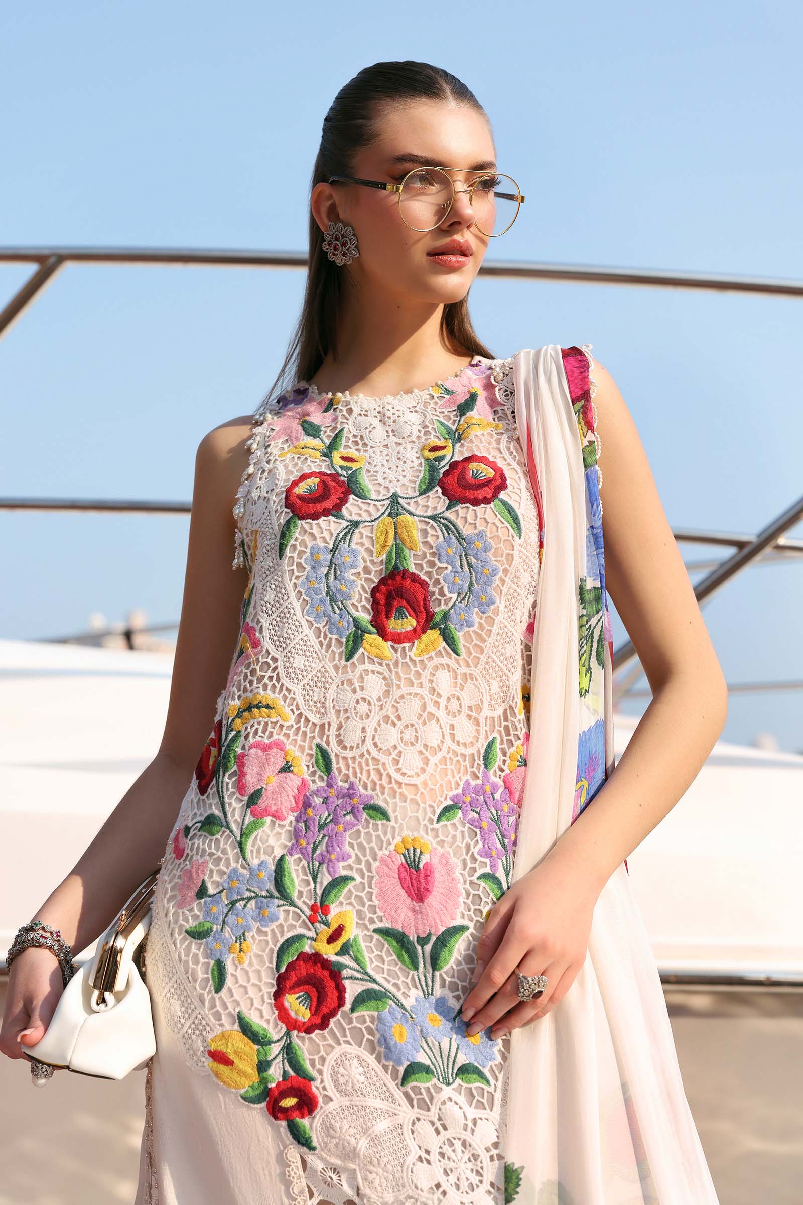 3 Piece Unstitched Embroidered Jacquard Lawn Suit - Image 3