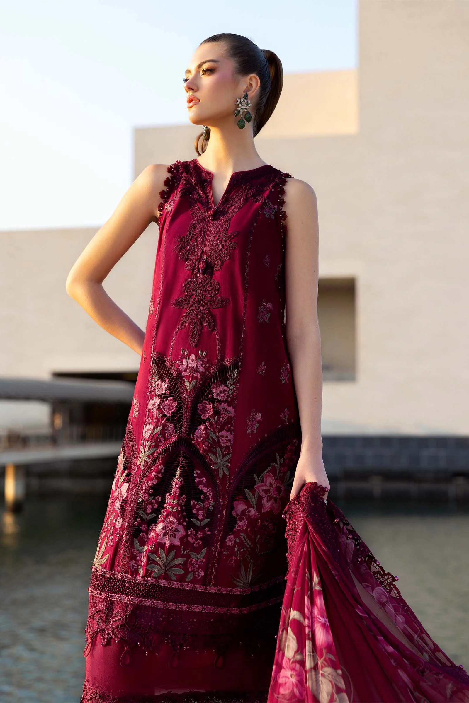 3 Piece Unstitched Embroidered Lawn Suit - Image 2