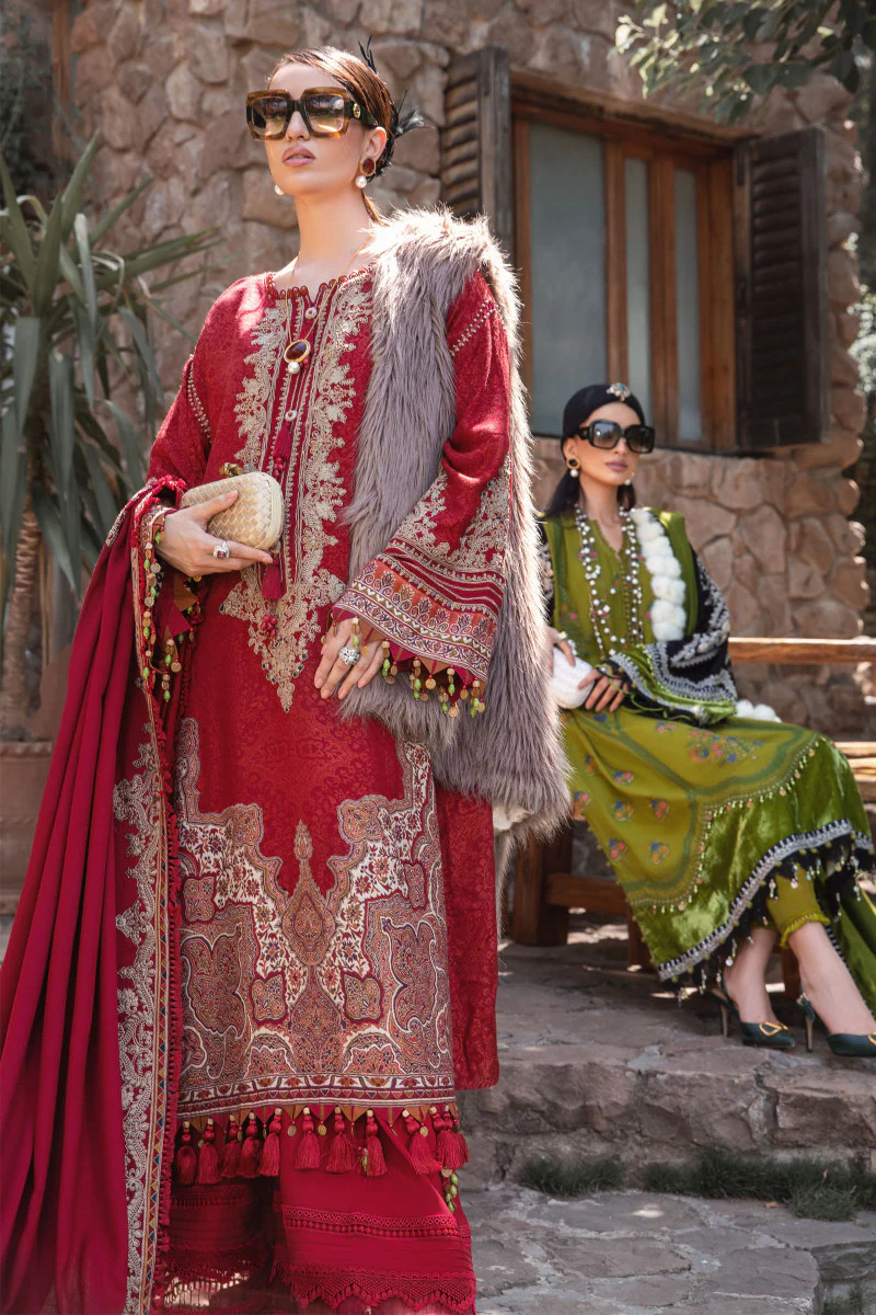 Unstitched Linen DL-1008-Maroon - Image 3