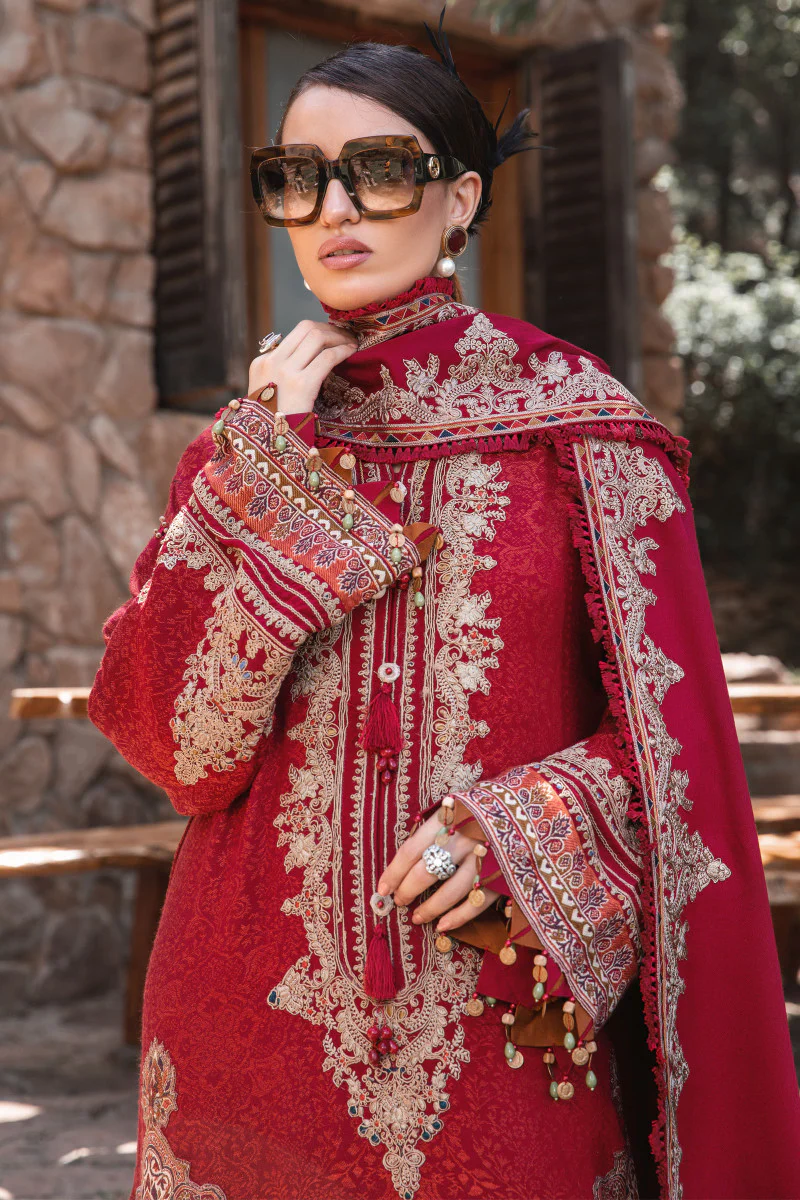 Unstitched Linen DL-1008-Maroon - Image 4