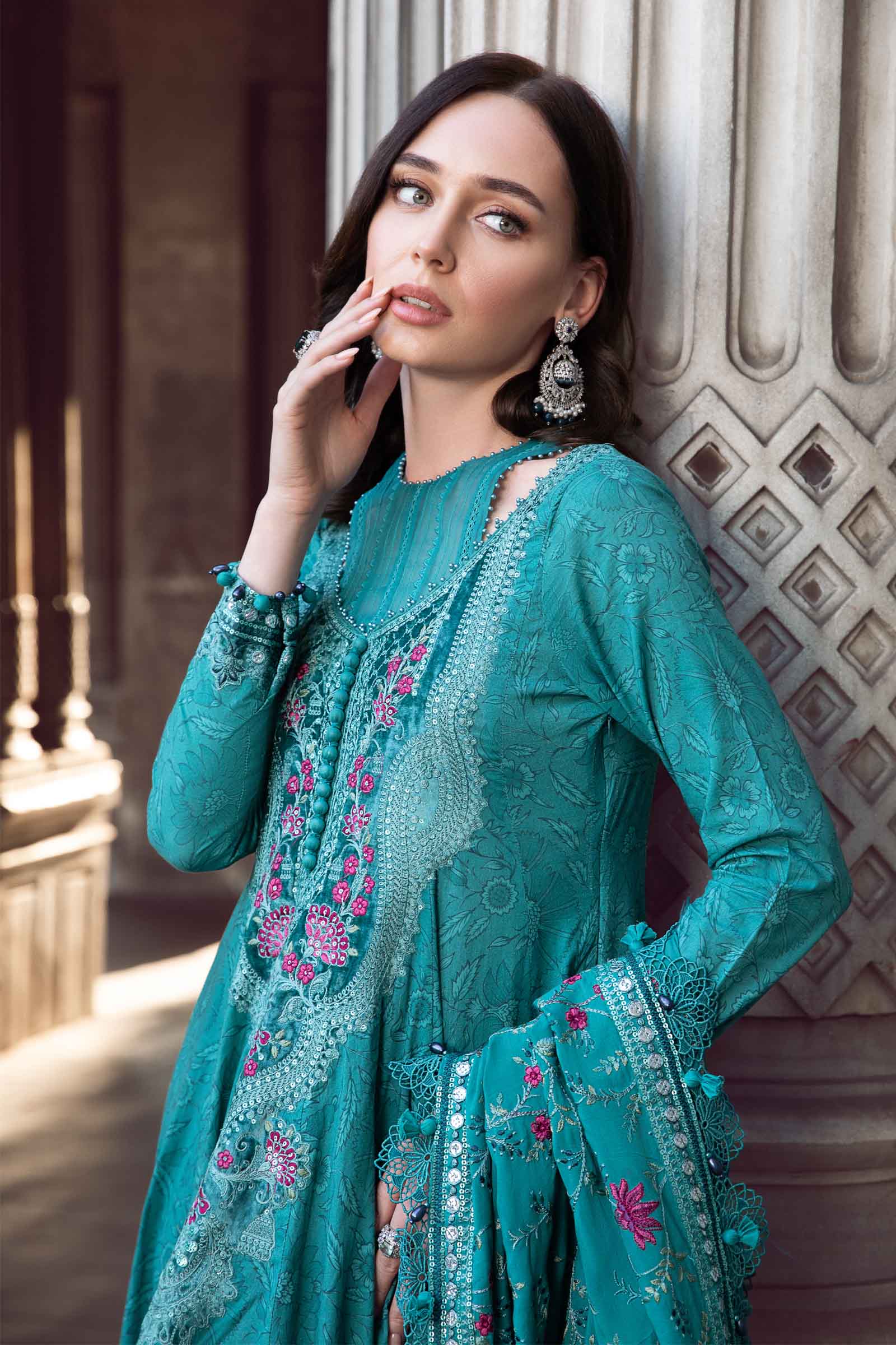 Unstitched Linen | Teal DL-1105 - Image 2