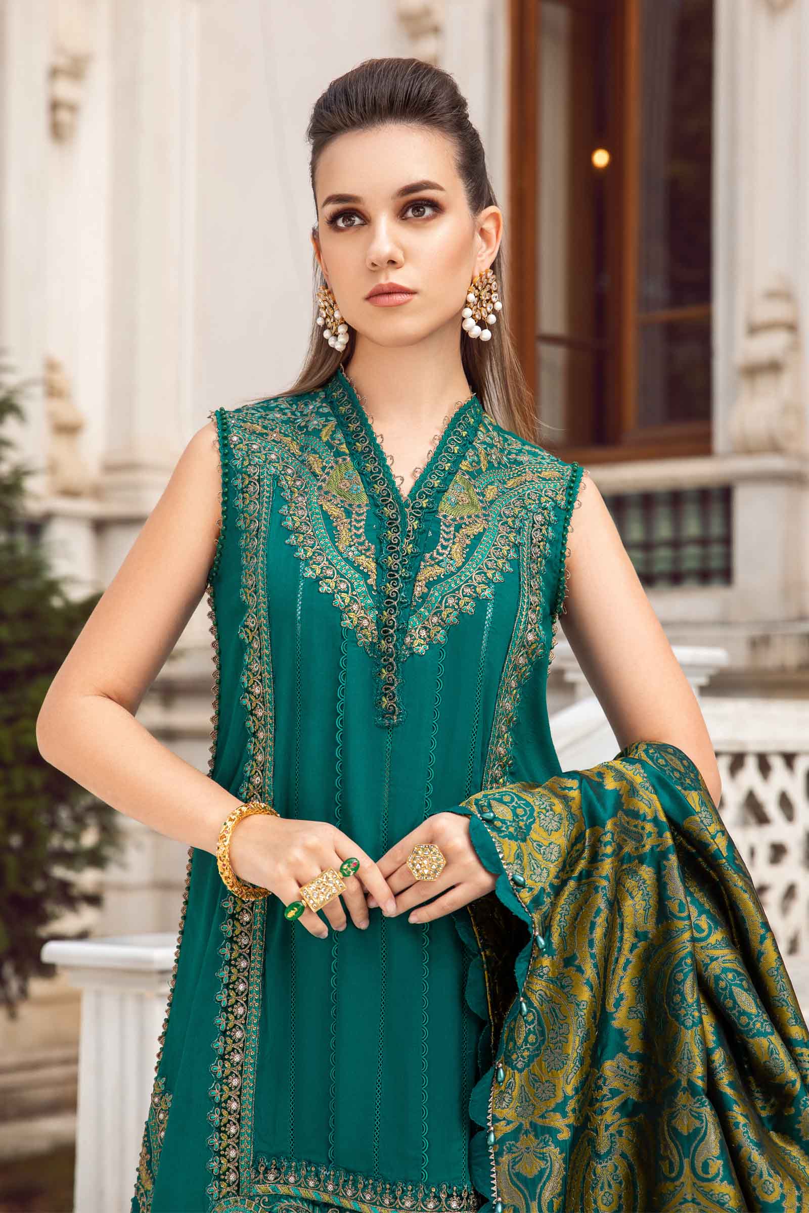 Unstitched Linen | Emerald Green DL-1107 - Image 2