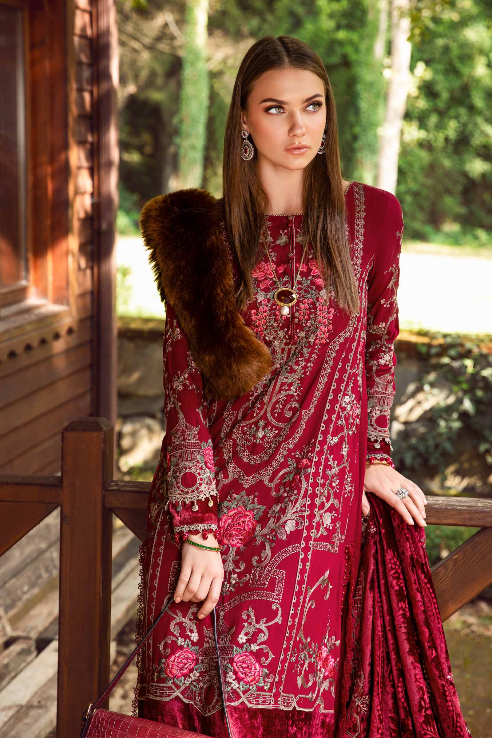 Unstitched Linen | Deep Pink DL-1112 - Image 2