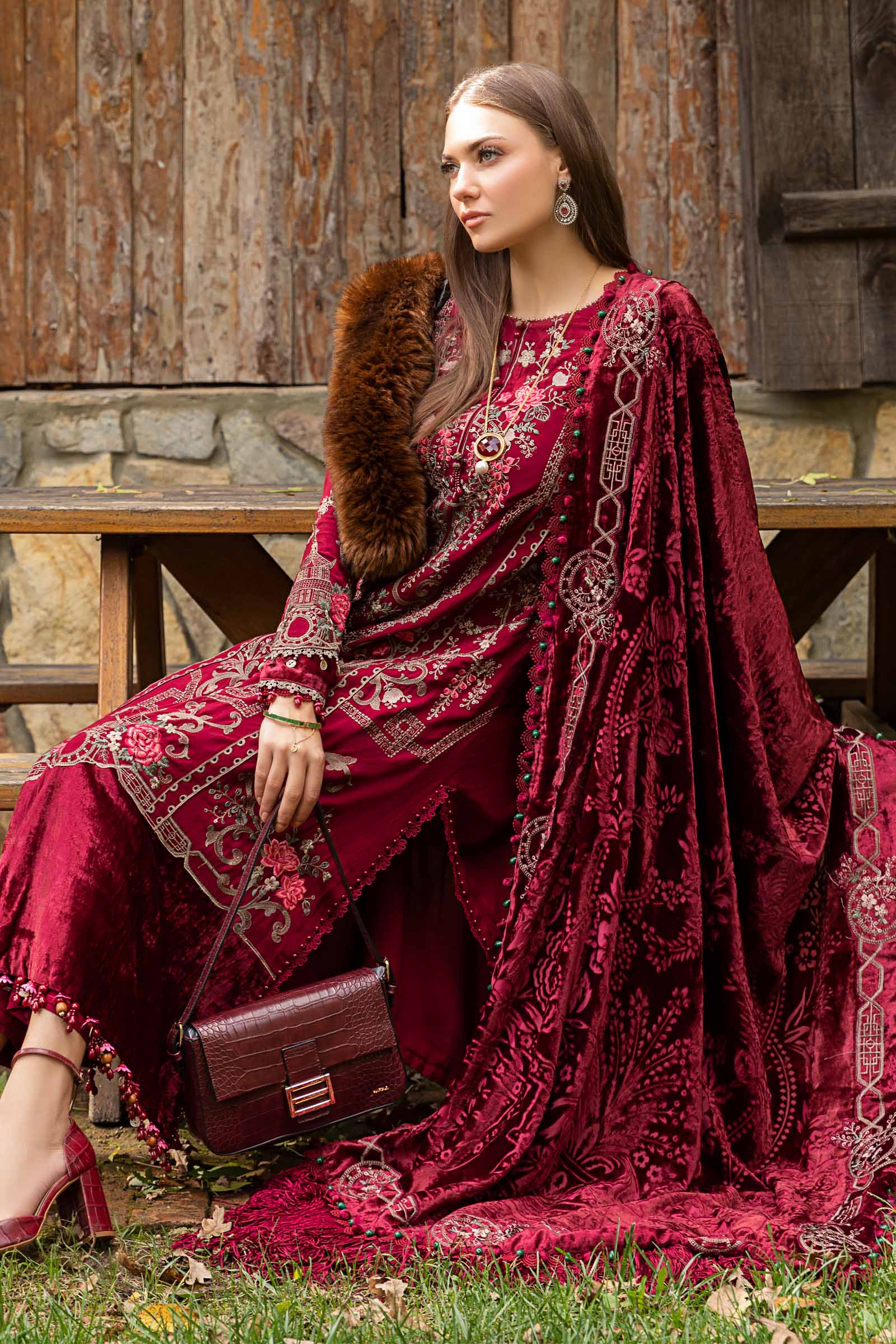 Unstitched Linen | Deep Pink DL-1112 - Image 3