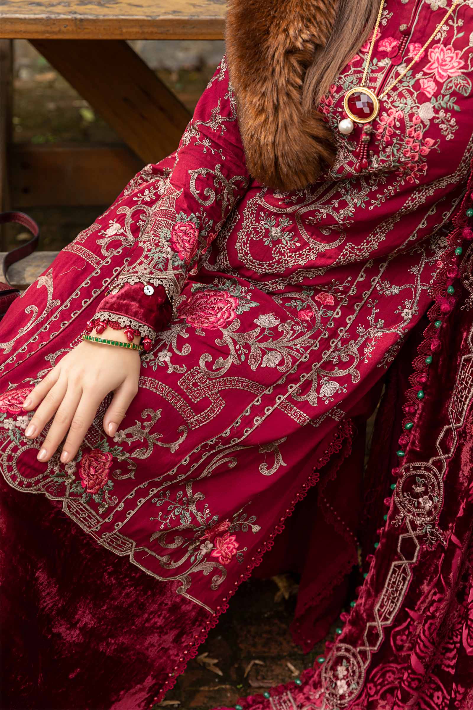 Unstitched Linen | Deep Pink DL-1112 - Image 4