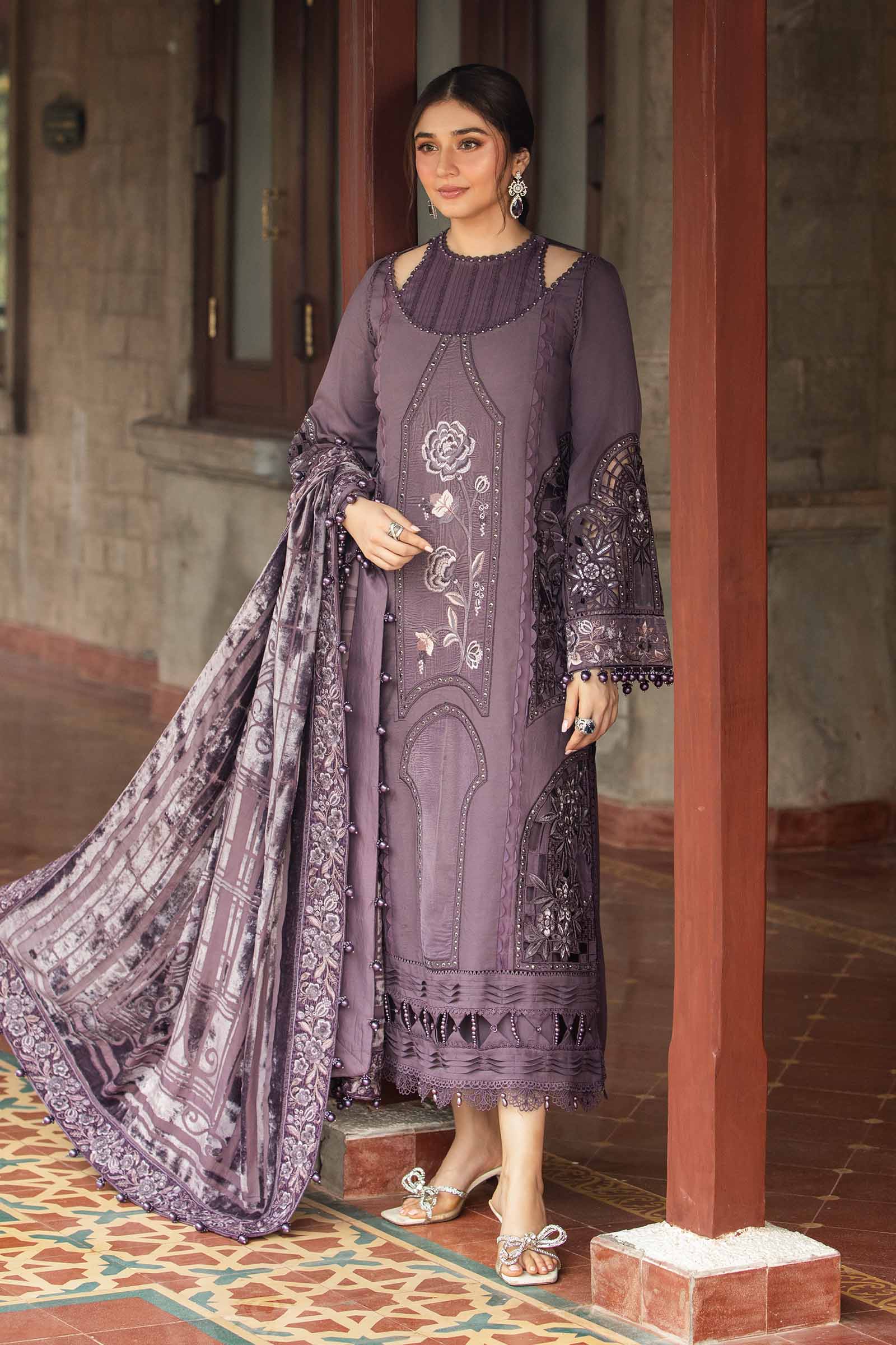 3 Piece Unstitched Embroidered Linen Suit | DL-1202 - Image 3