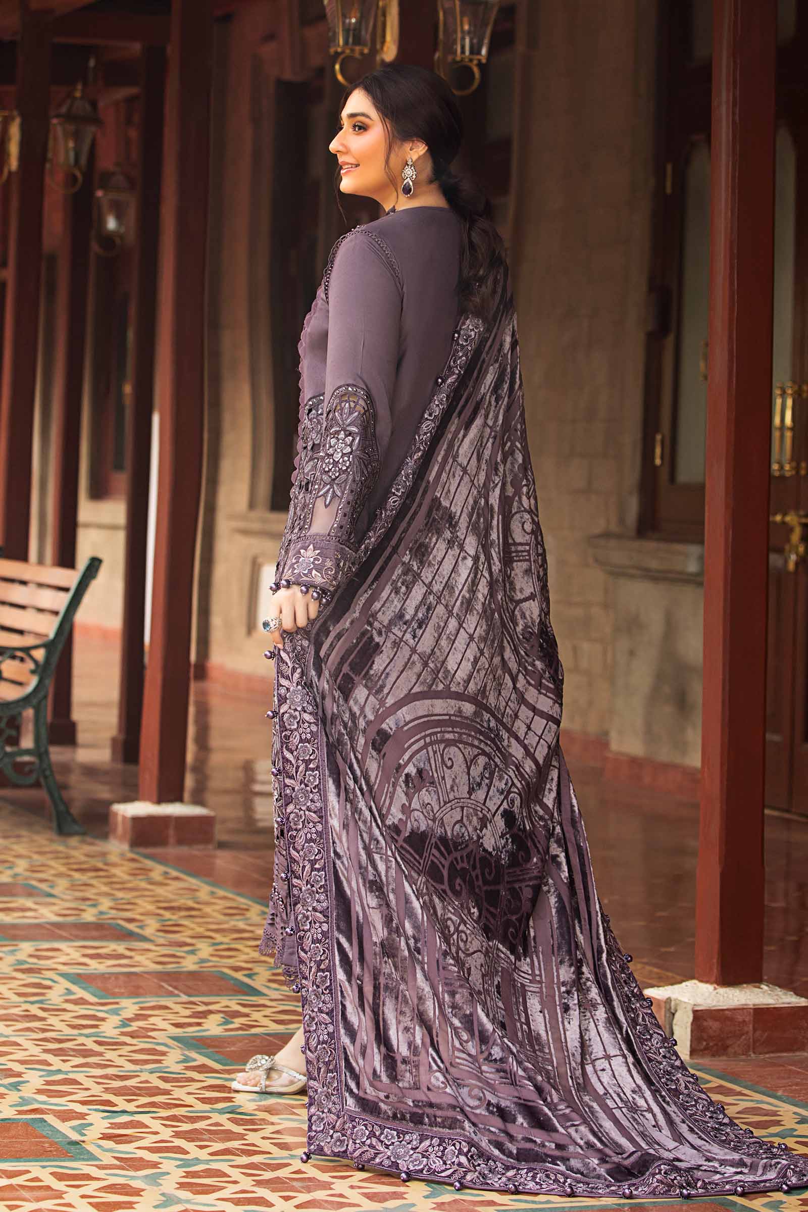 3 Piece Unstitched Embroidered Linen Suit | DL-1202 - Image 6