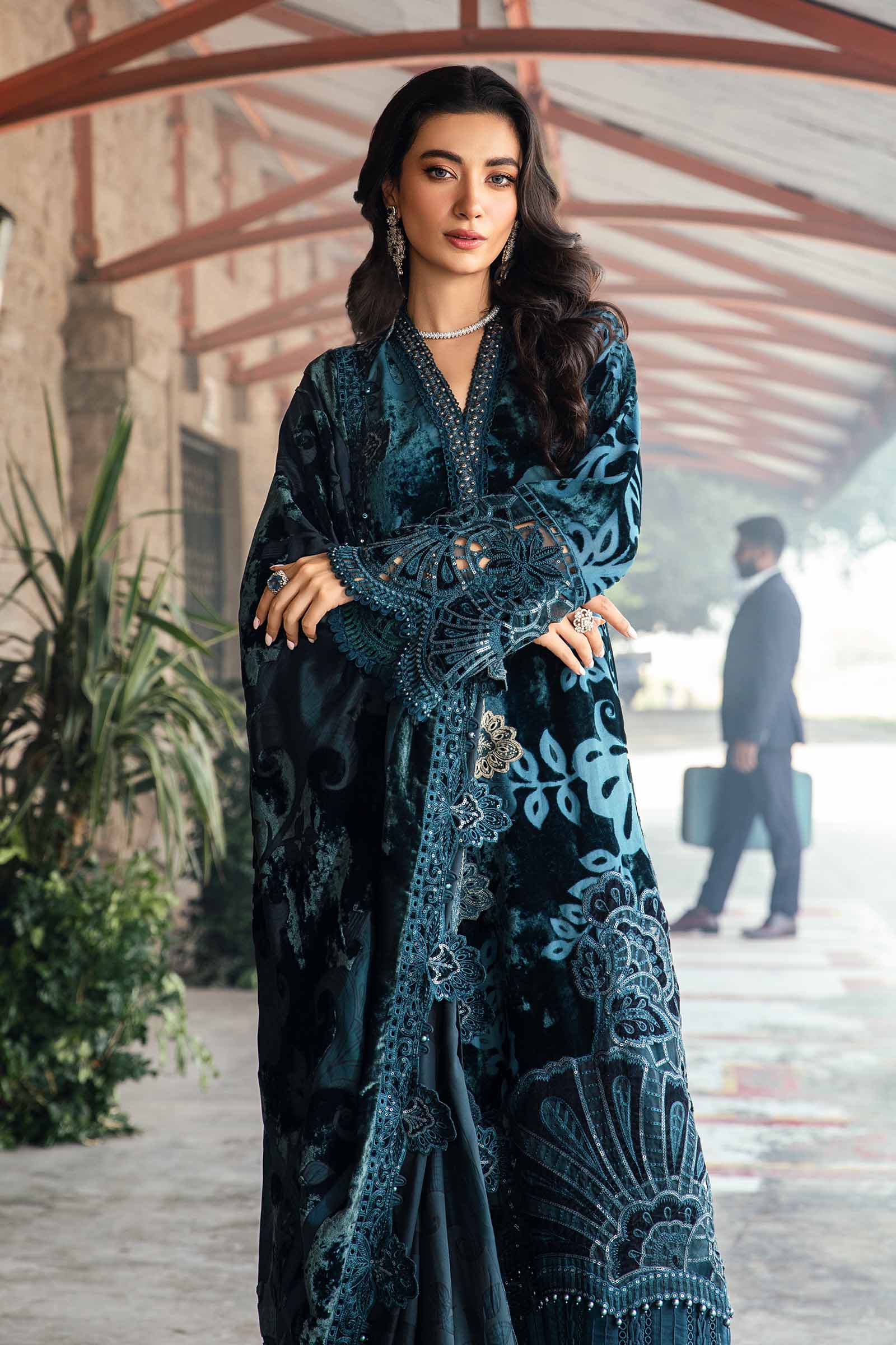 3 Piece Unstitched Embroidered Palachi Suit | DL-1203 - Image 3