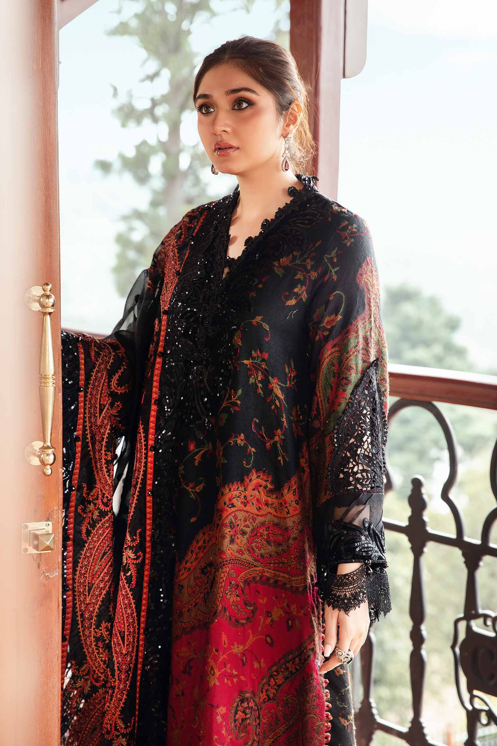 3 Piece Unstitched Embroidered Woven Suit | DL-1204 - Image 2
