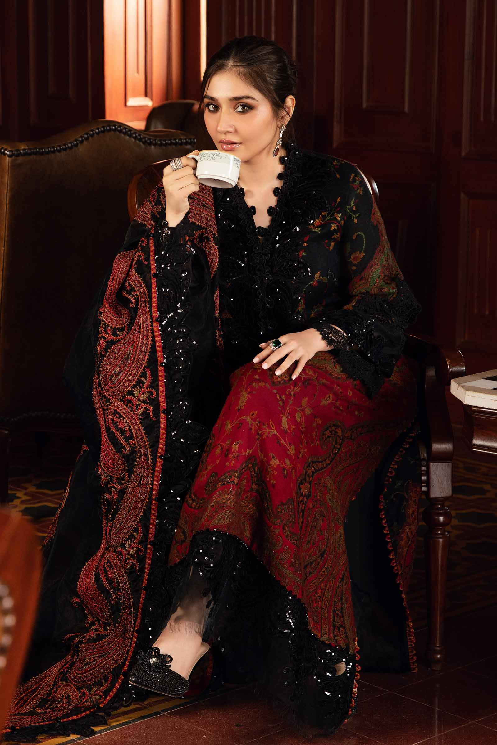 3 Piece Unstitched Embroidered Woven Suit | DL-1204 - Image 3