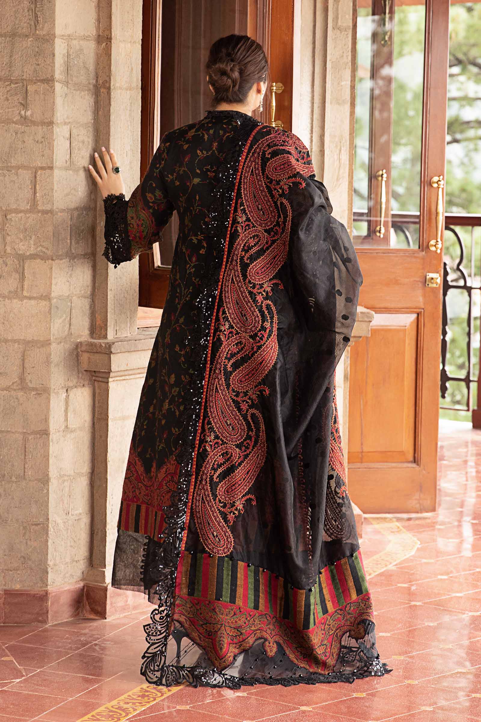 3 Piece Unstitched Embroidered Woven Suit | DL-1204 - Image 5