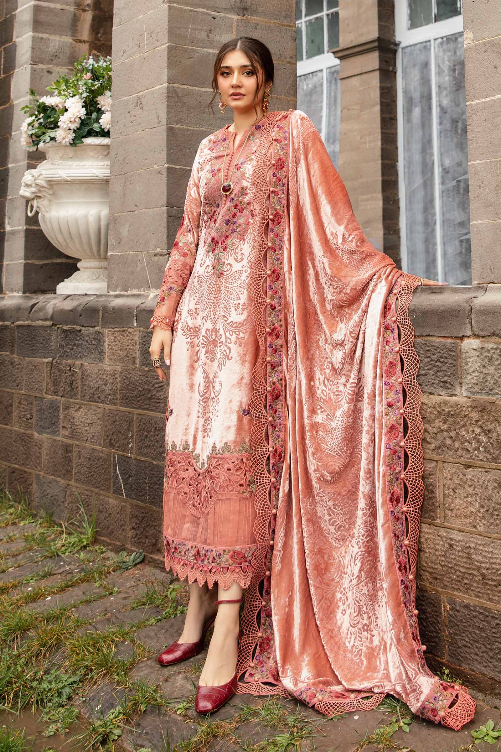3 Piece Unstitched Embroidered Palachi Suit | DL-1206 - Image 4