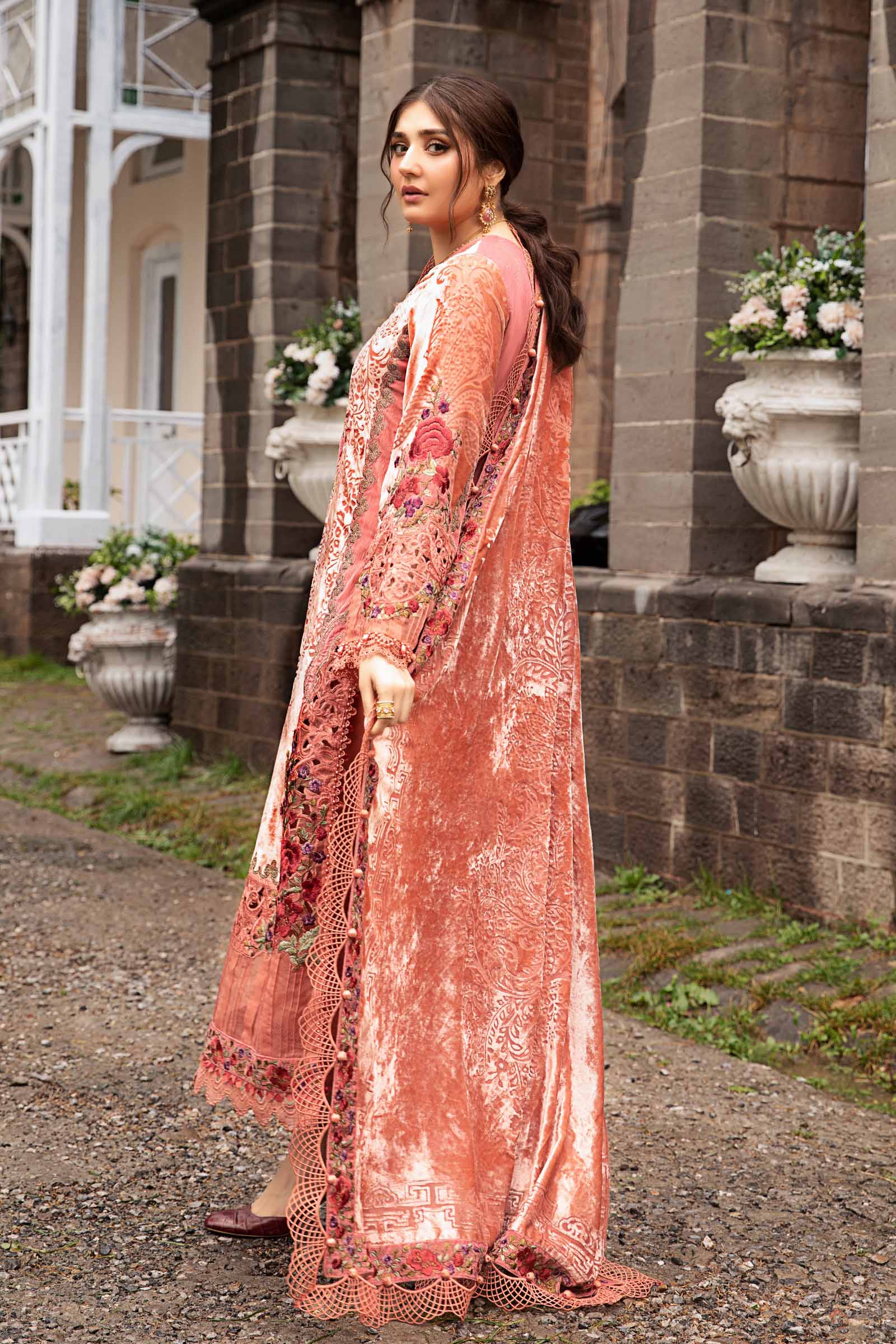 3 Piece Unstitched Embroidered Palachi Suit | DL-1206 - Image 6
