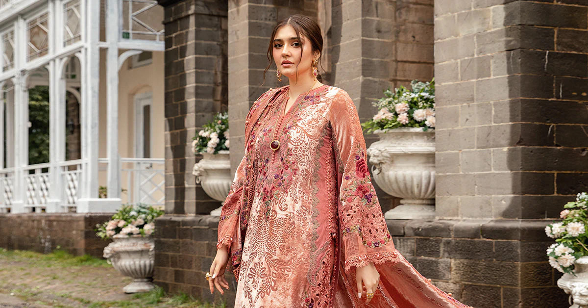 3 Piece Unstitched Embroidered Palachi Suit | DL-1206 - Image 7