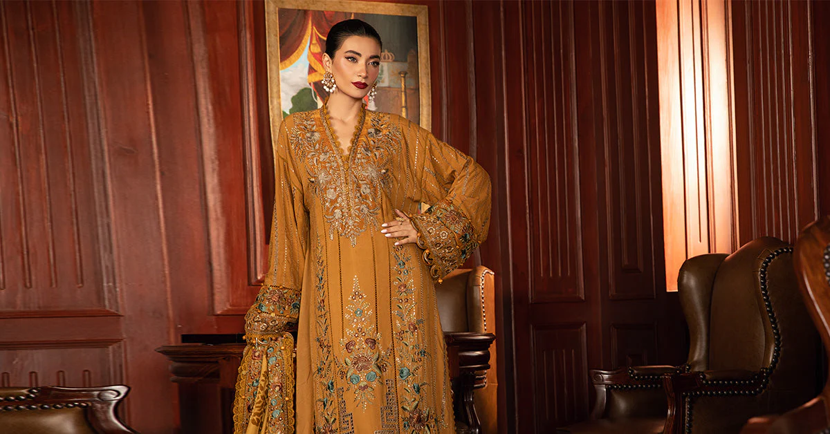 3 Piece Unstitched Embroidered Twill Linen Suit | DL-1207 - Image 6
