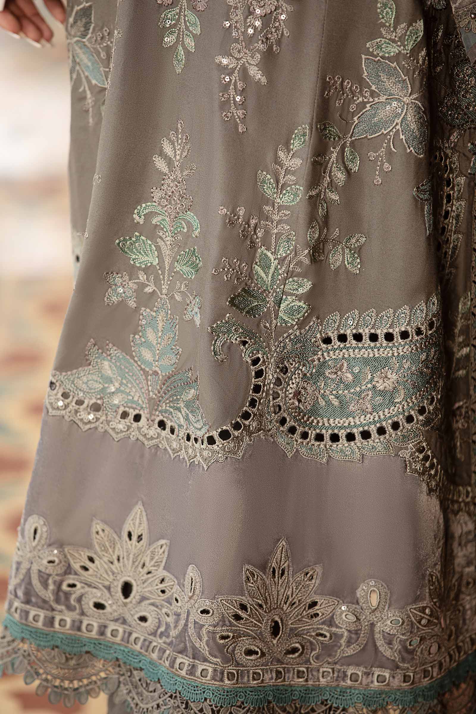 3 Piece Unstitched Embroidered Velvet Suit | DL-1209 - Image 6