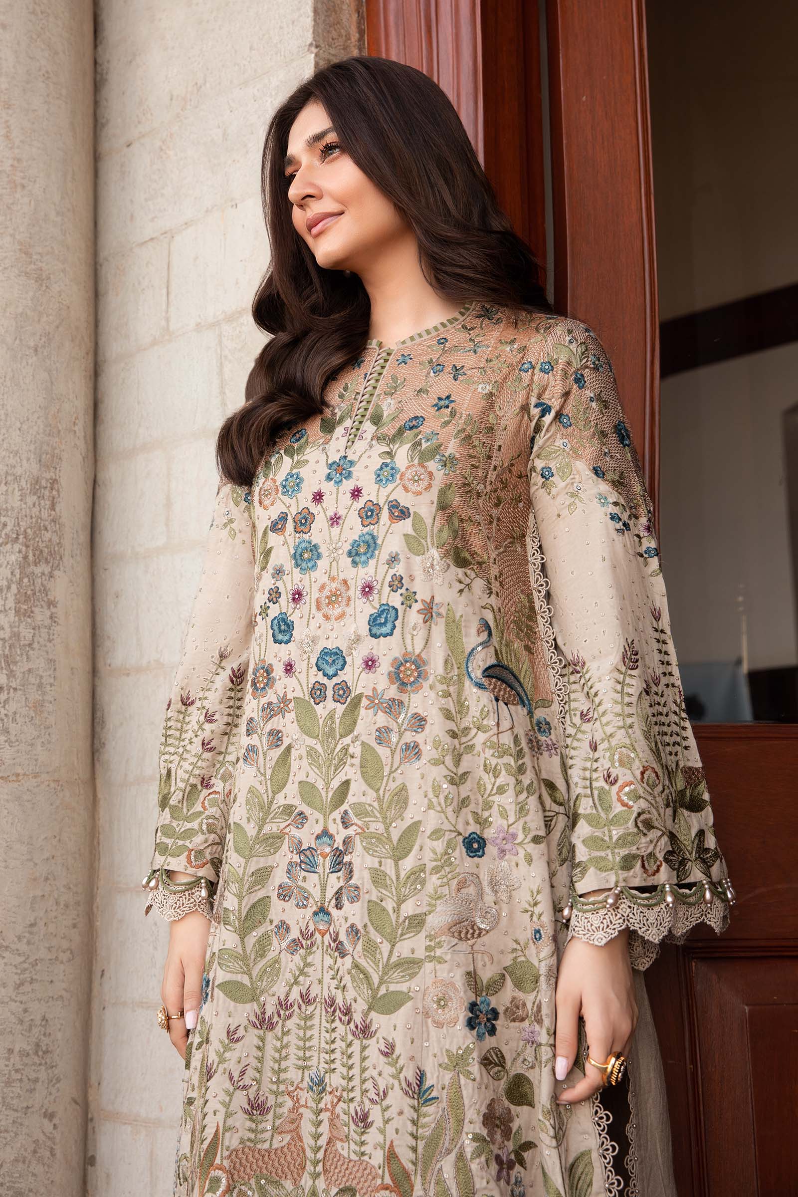 3 Piece Unstitched Embroidered Linen Suit | DL-1211 - Image 4