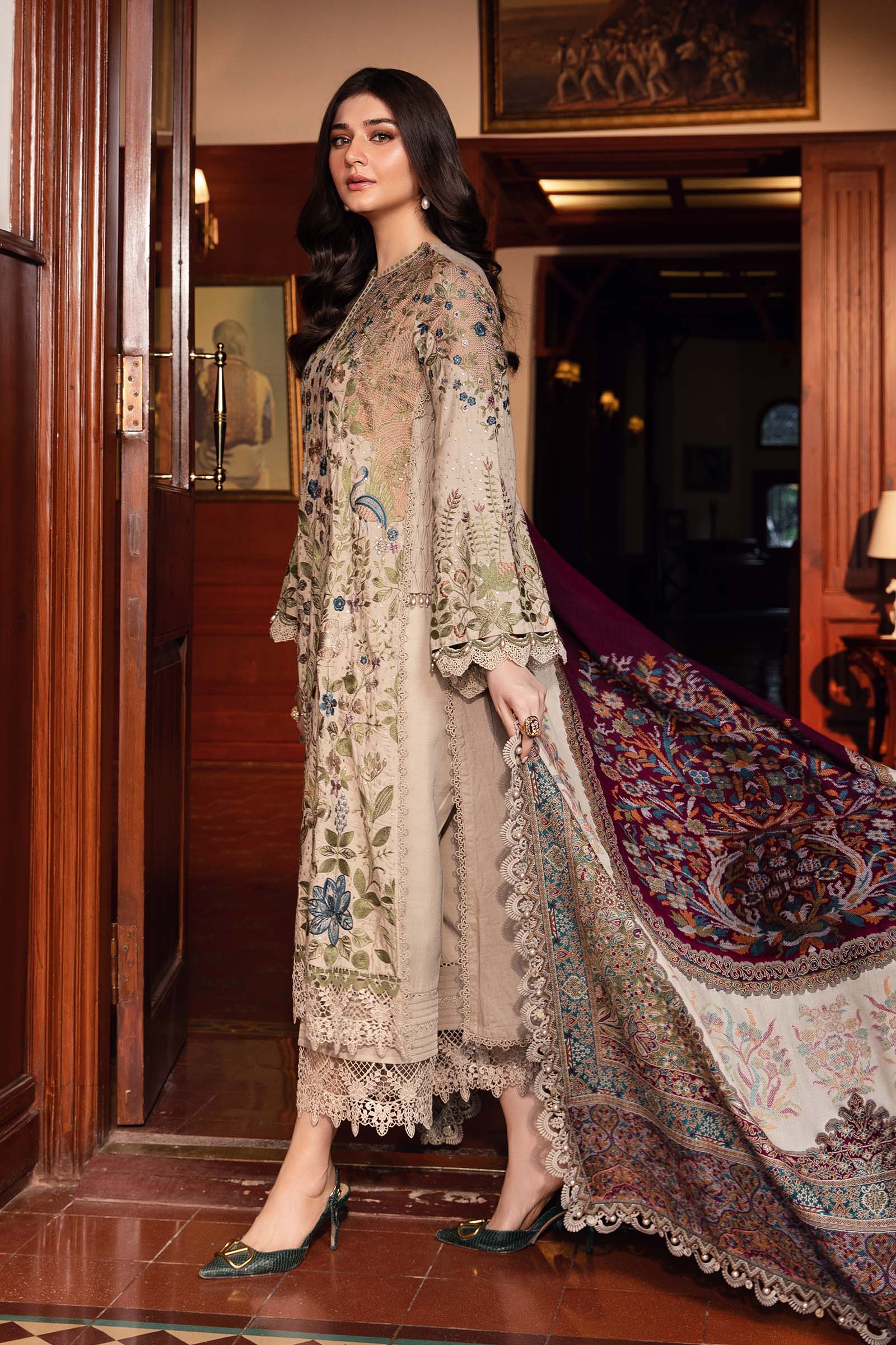 3 Piece Unstitched Embroidered Linen Suit | DL-1211 - Image 8