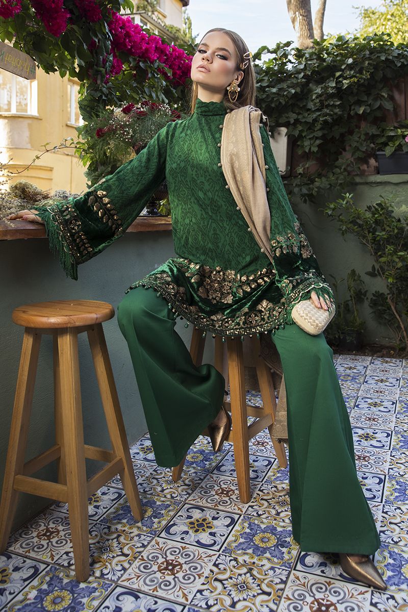 Unstitched Linen DL-804-Emerald Green - Image 3