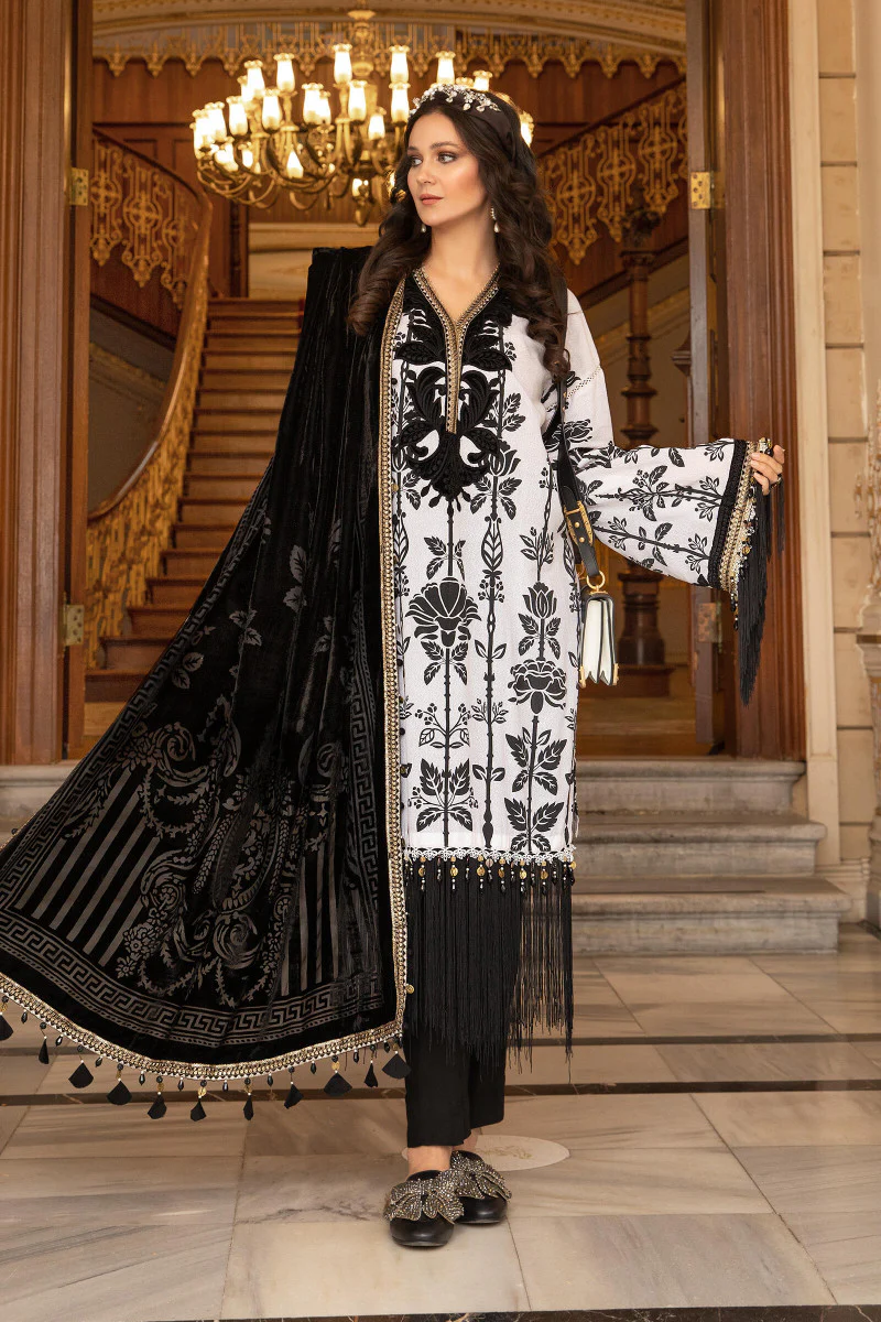 Unstitched Linen DL-902-Black and White