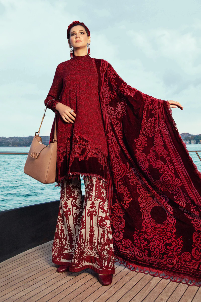 Unstitched Linen DL-903-Maroon - Image 3