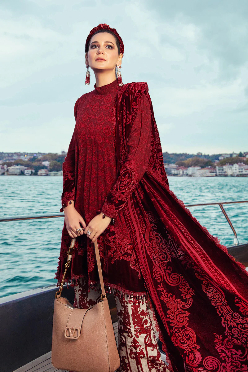 Unstitched Linen DL-903-Maroon - Image 4