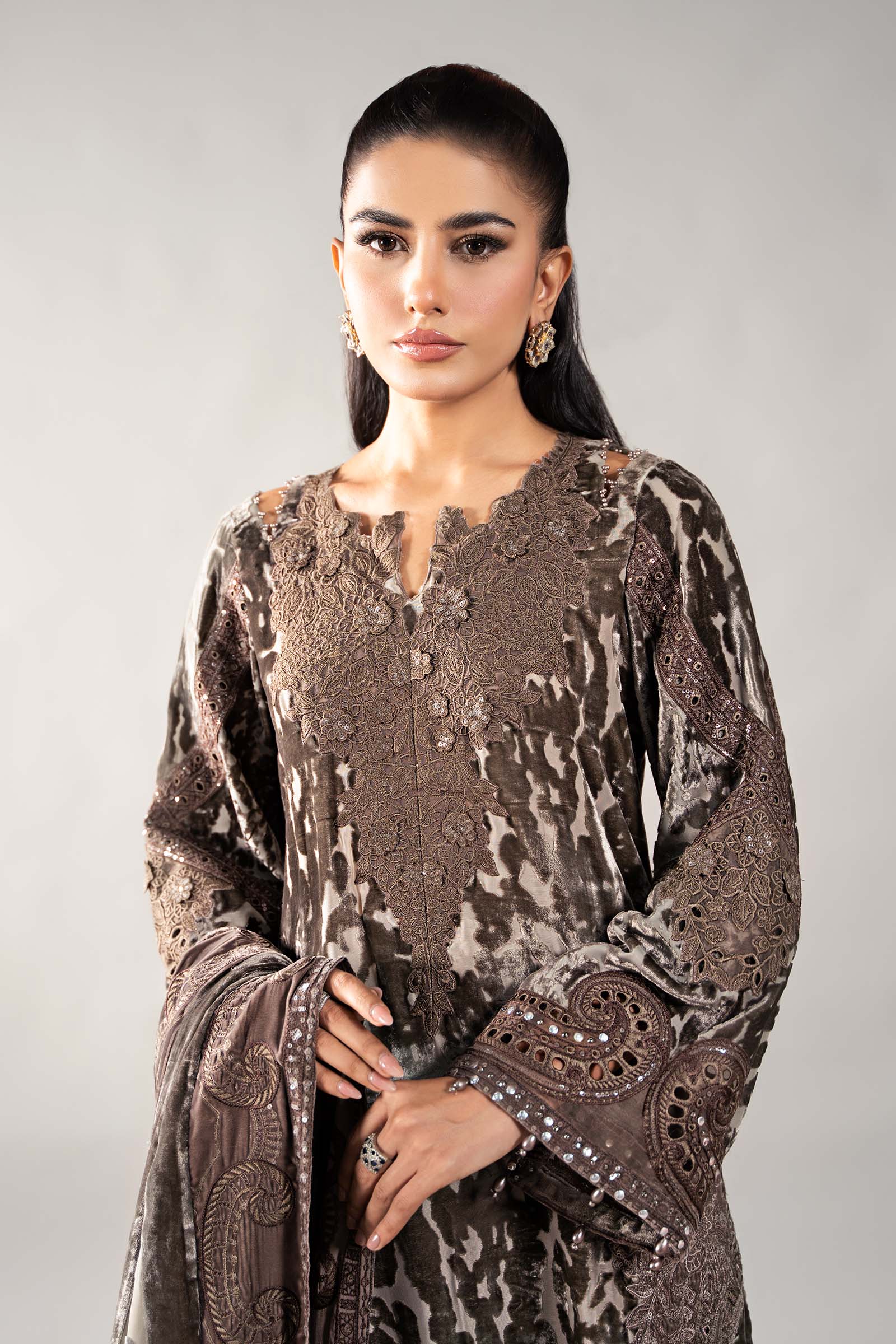 3 Piece Embroidered Palachi Suit | DLS-1201 - Image 2