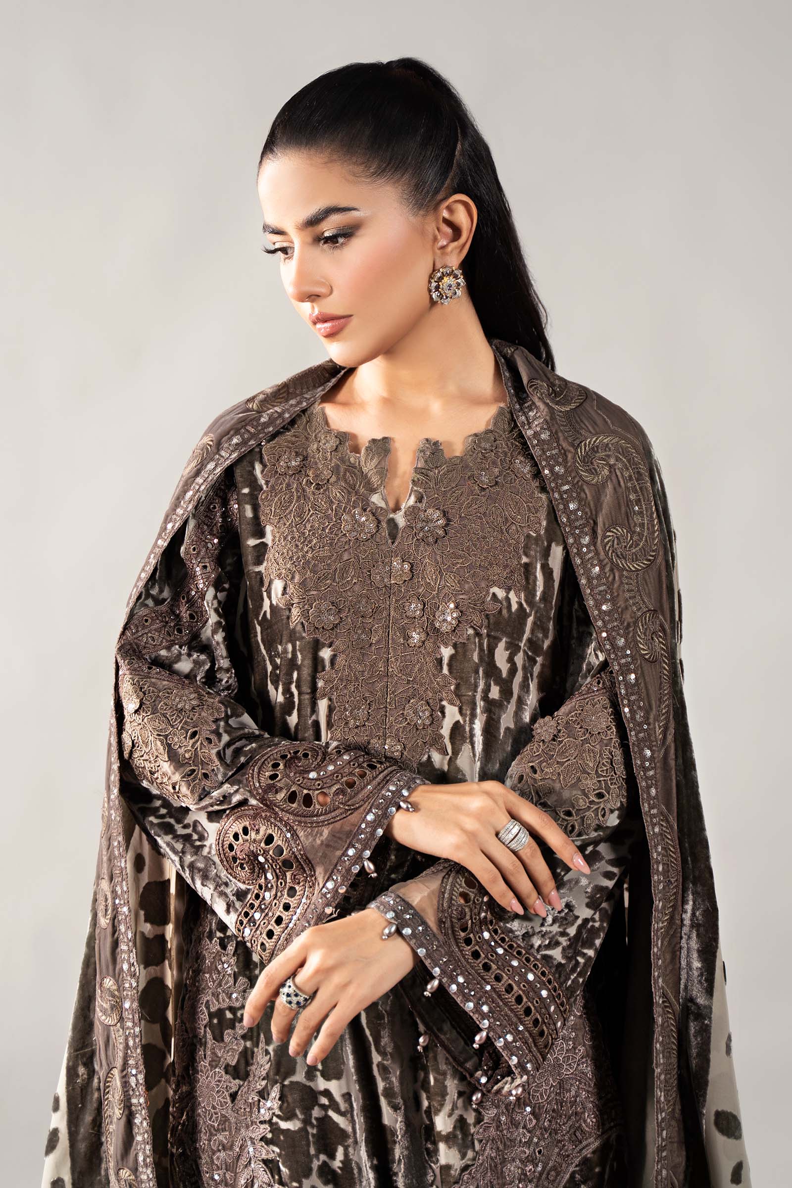 3 Piece Embroidered Palachi Suit | DLS-1201 - Image 3