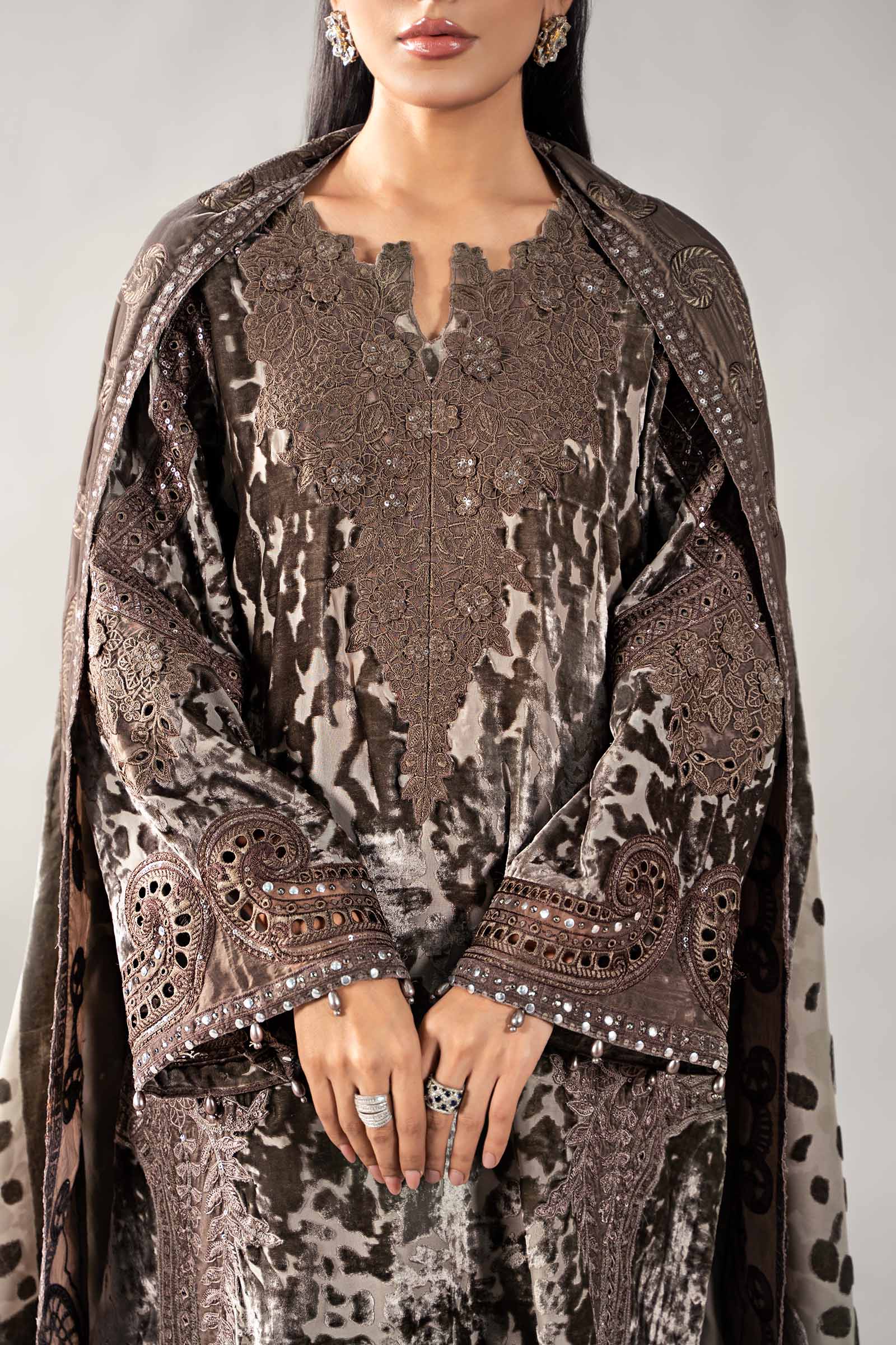 3 Piece Embroidered Palachi Suit | DLS-1201 - Image 4
