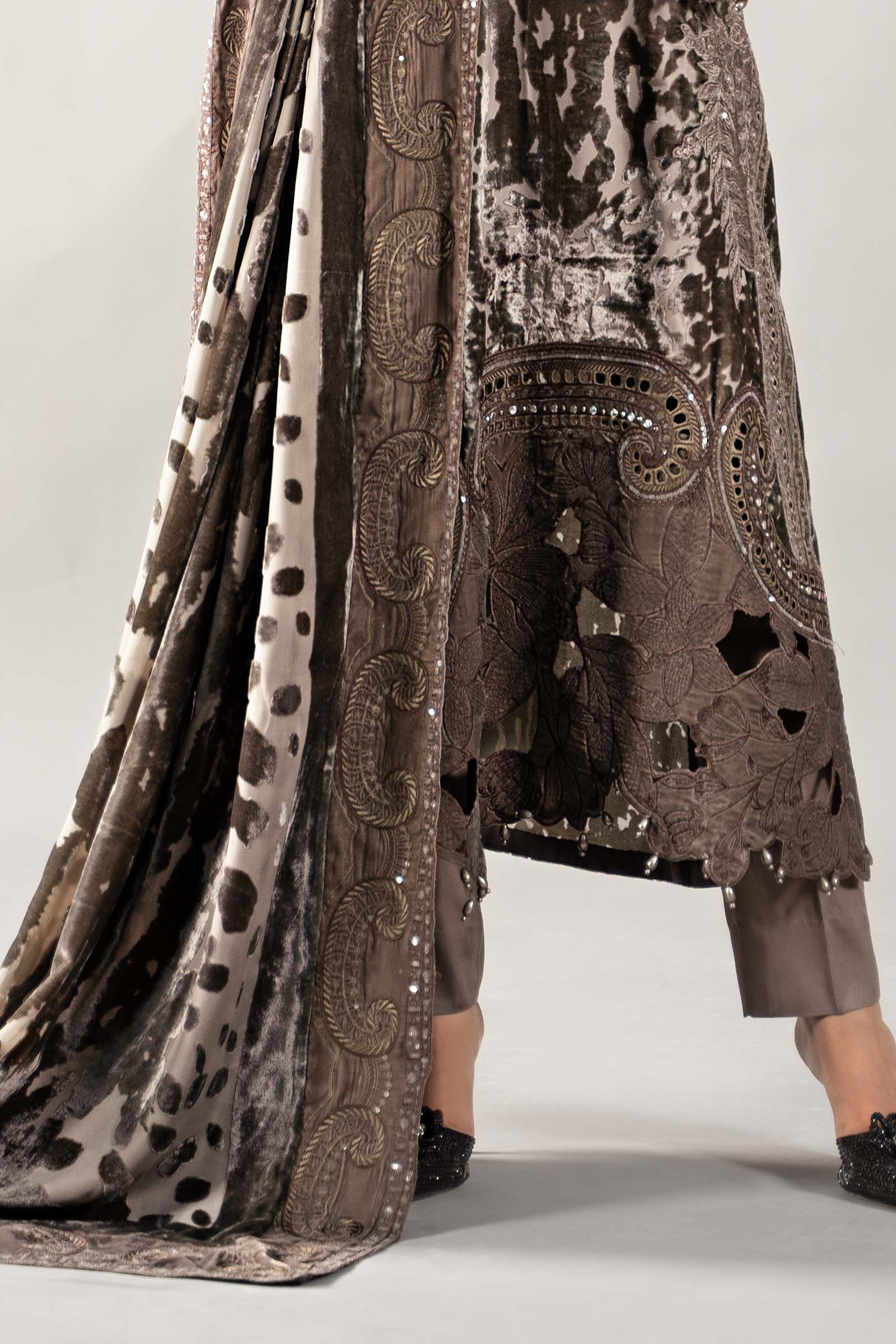 3 Piece Embroidered Palachi Suit | DLS-1201 - Image 5