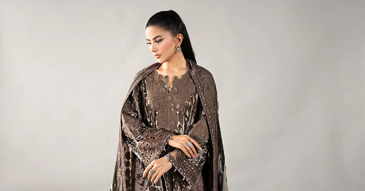 3 Piece Embroidered Palachi Suit | DLS-1201 - Image 9