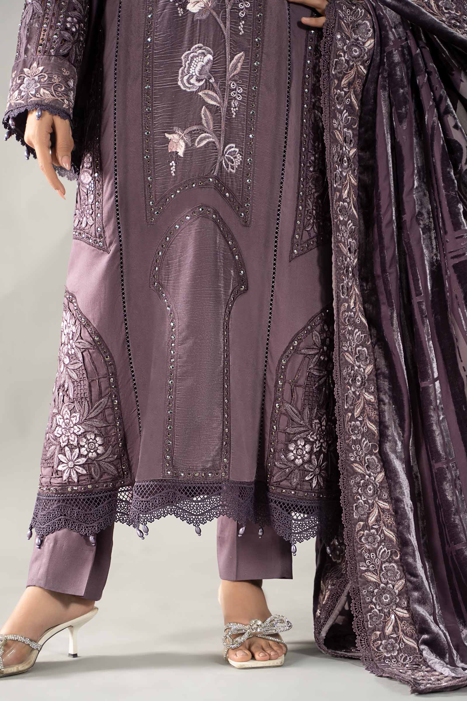 3 Piece Embroidered Linen Suit | DLS-1202 - Image 4