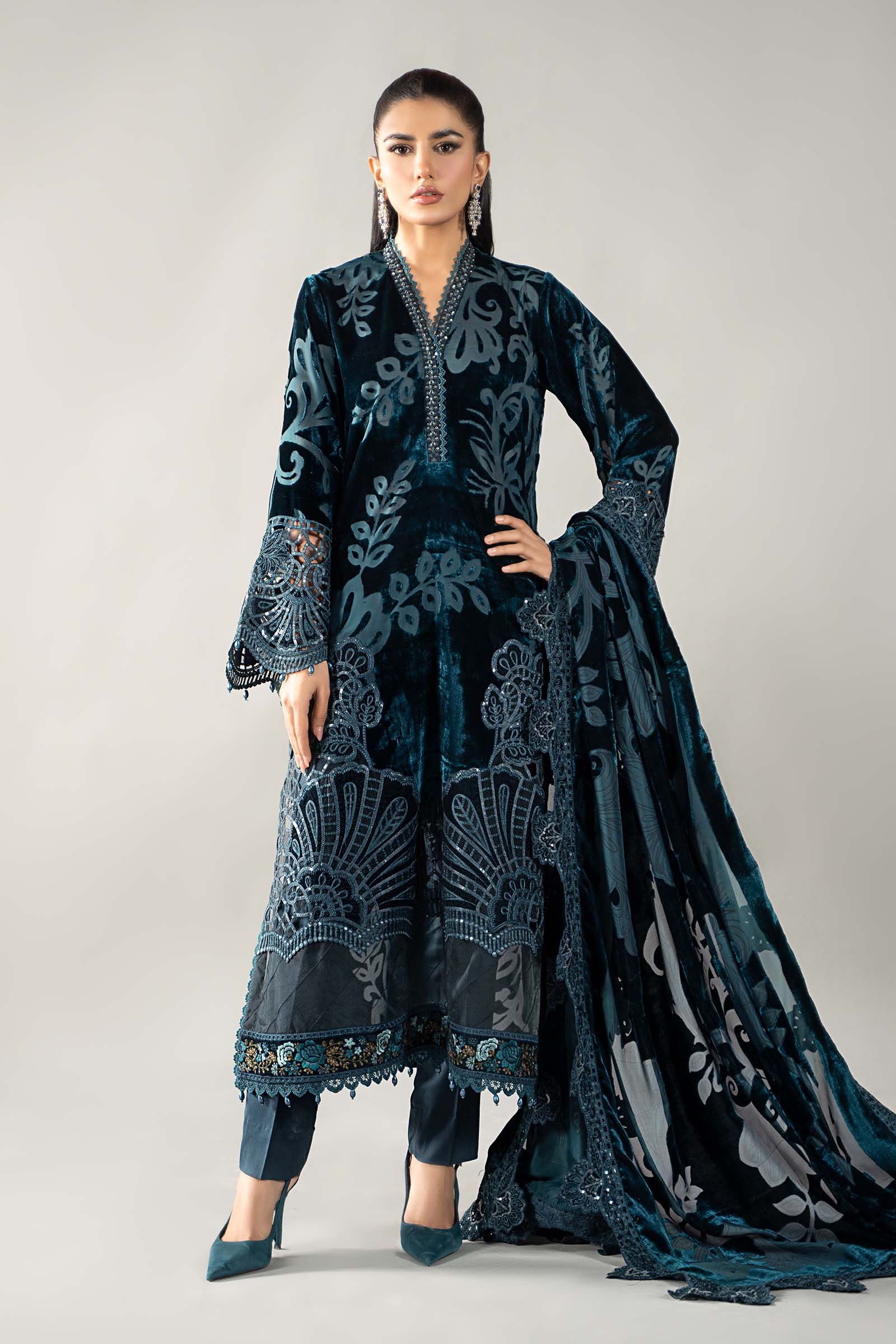 3 Piece Embroidered Palachi Suit | DLS-1203