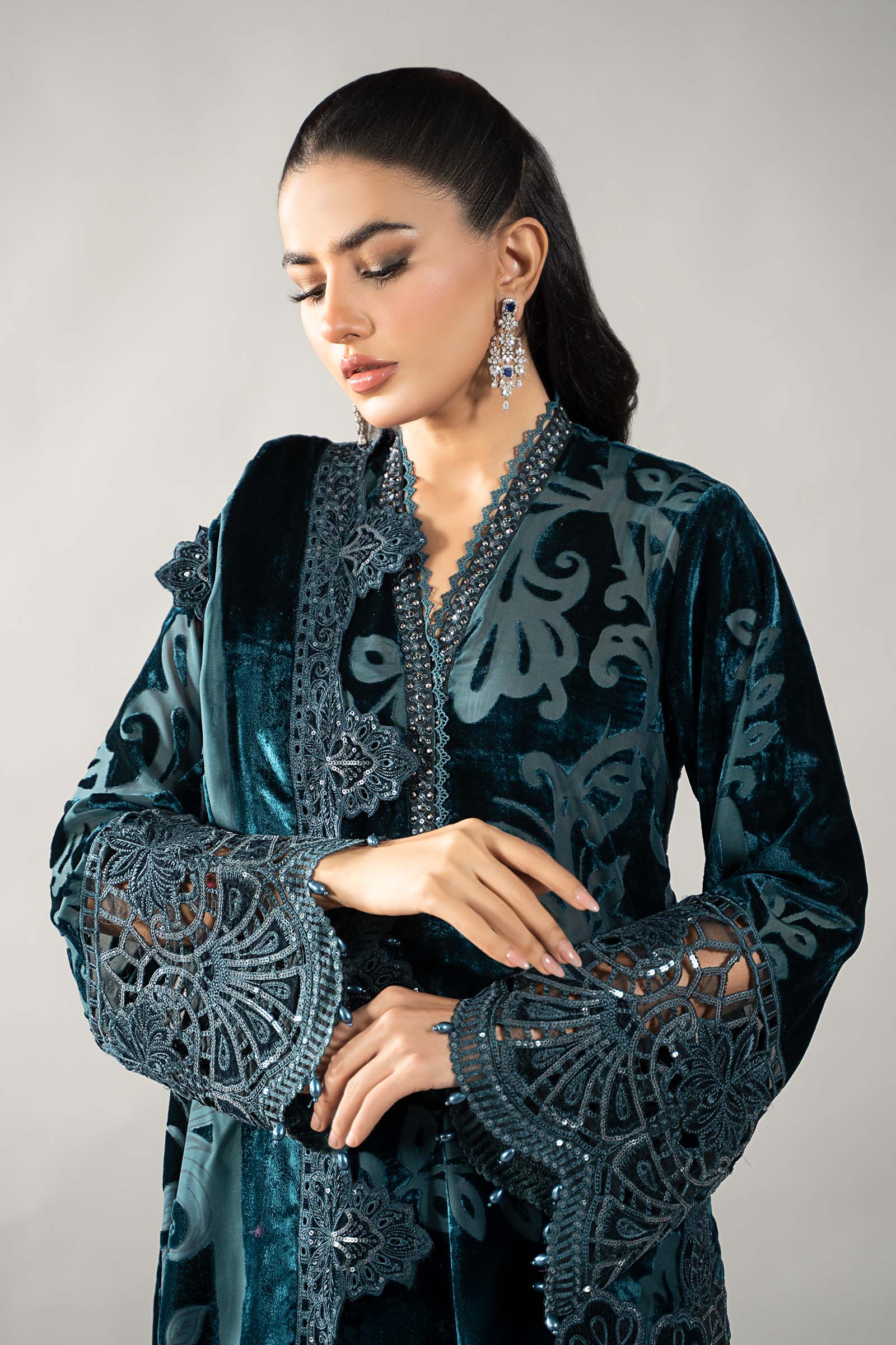 3 Piece Embroidered Palachi Suit | DLS-1203 - Image 3