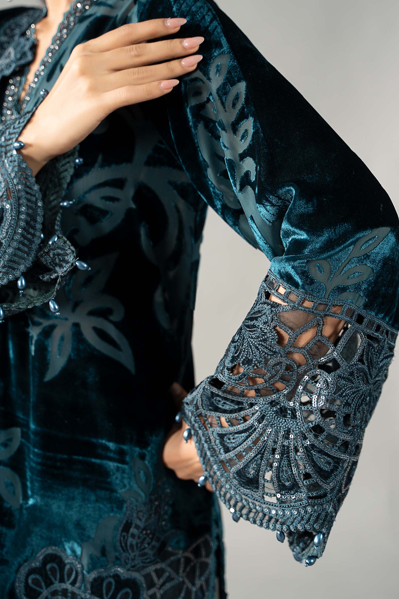 3 Piece Embroidered Palachi Suit | DLS-1203 - Image 4