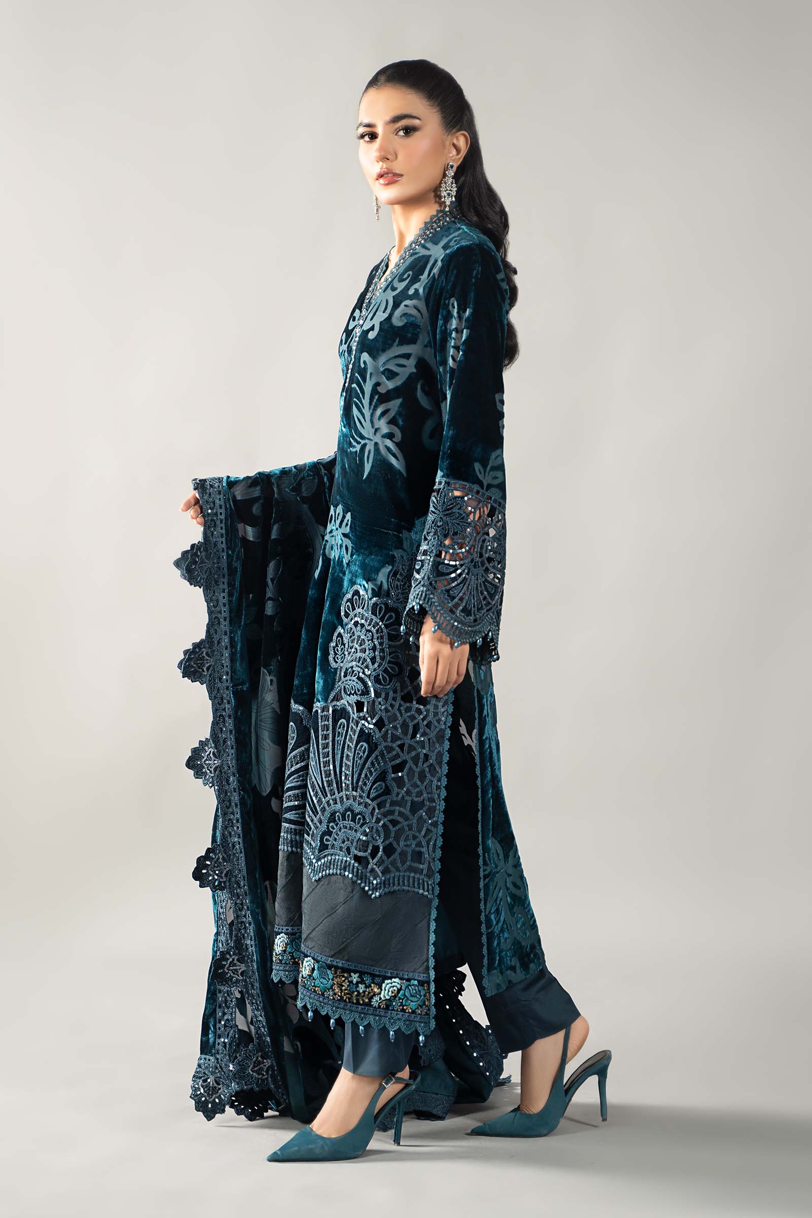 3 Piece Embroidered Palachi Suit | DLS-1203 - Image 5
