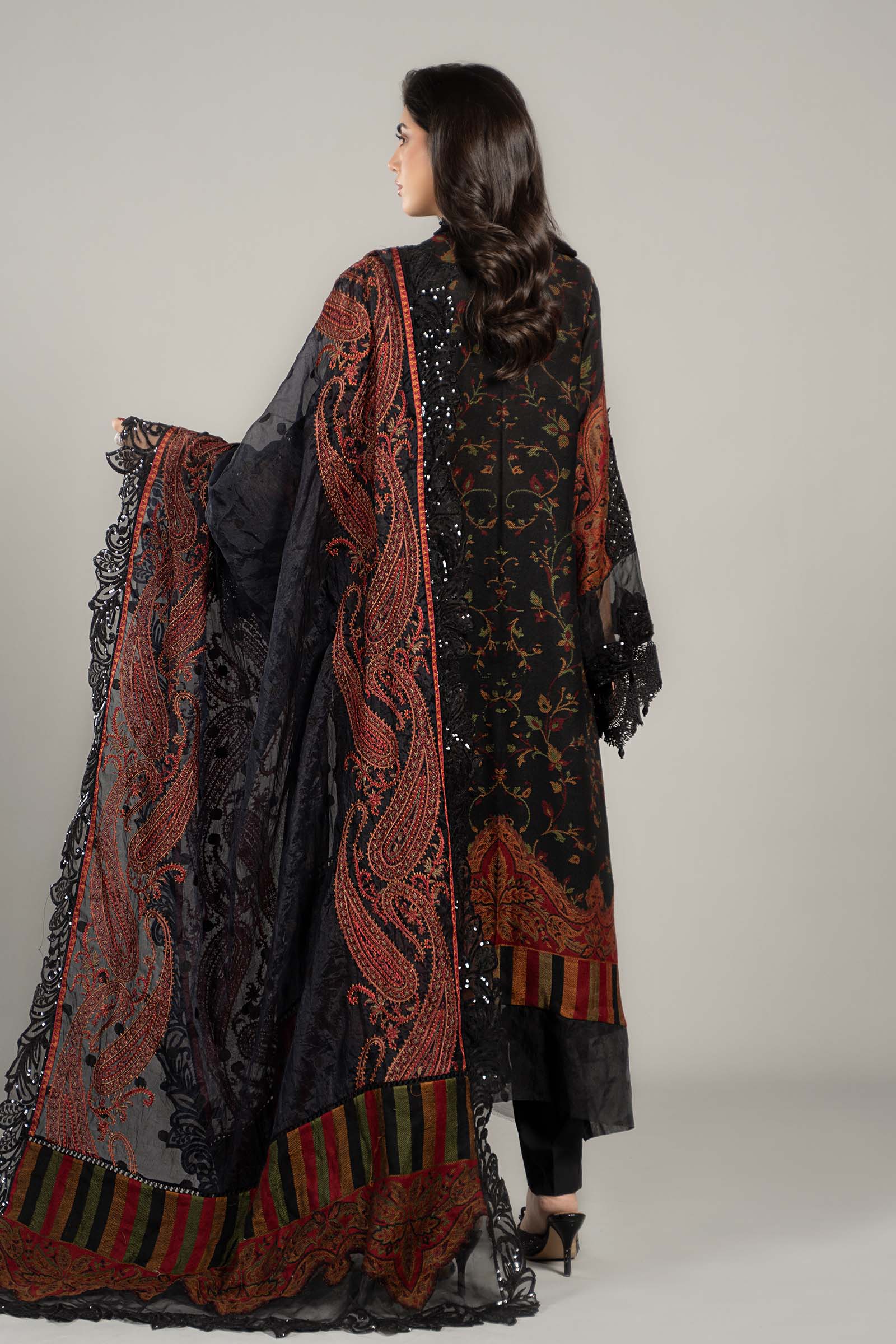 3 Piece Embroidered Woven Suit | DLS-1204 - Image 6