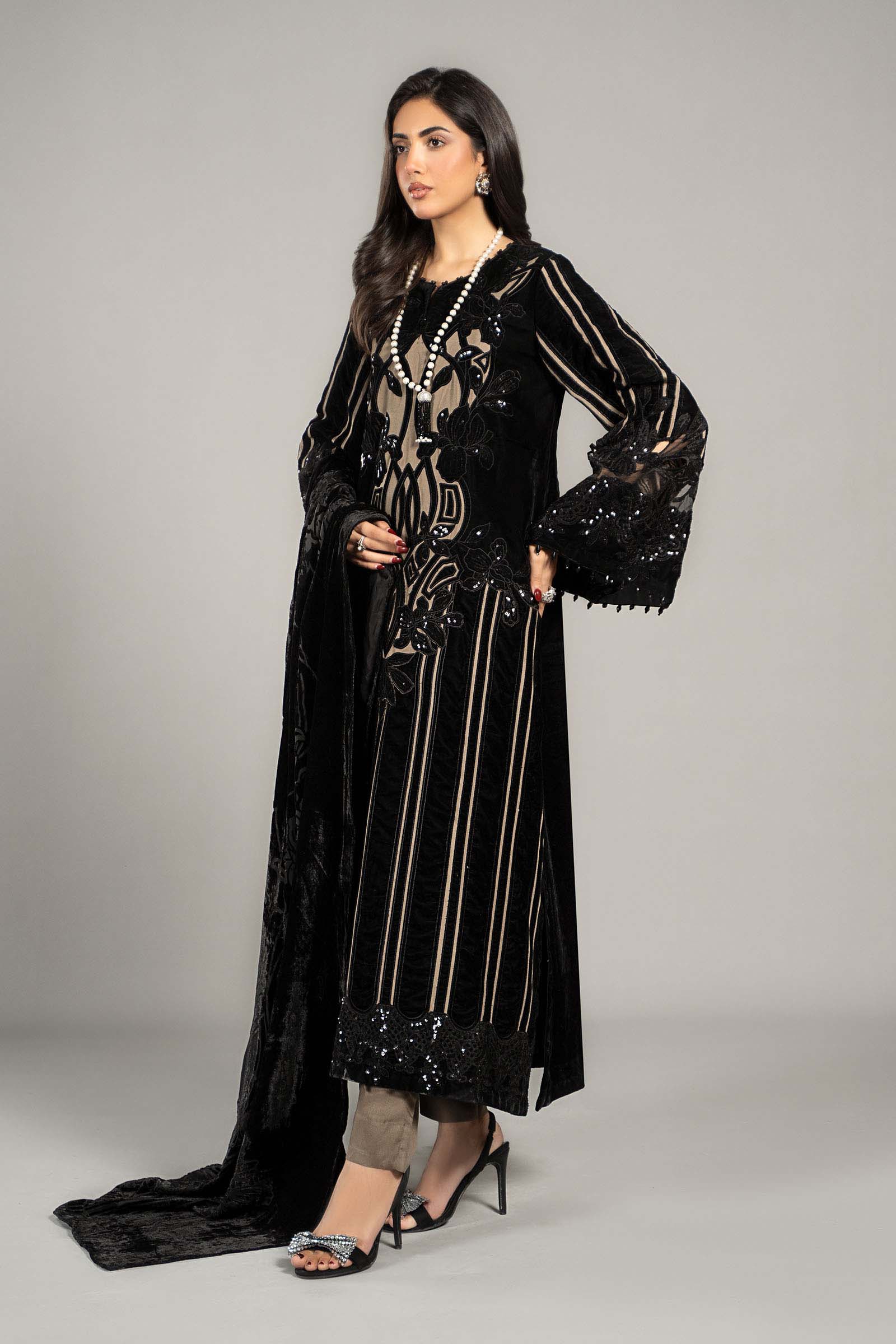 3 Piece Embroidered Velvet Suit | DLS-1205 - Image 5