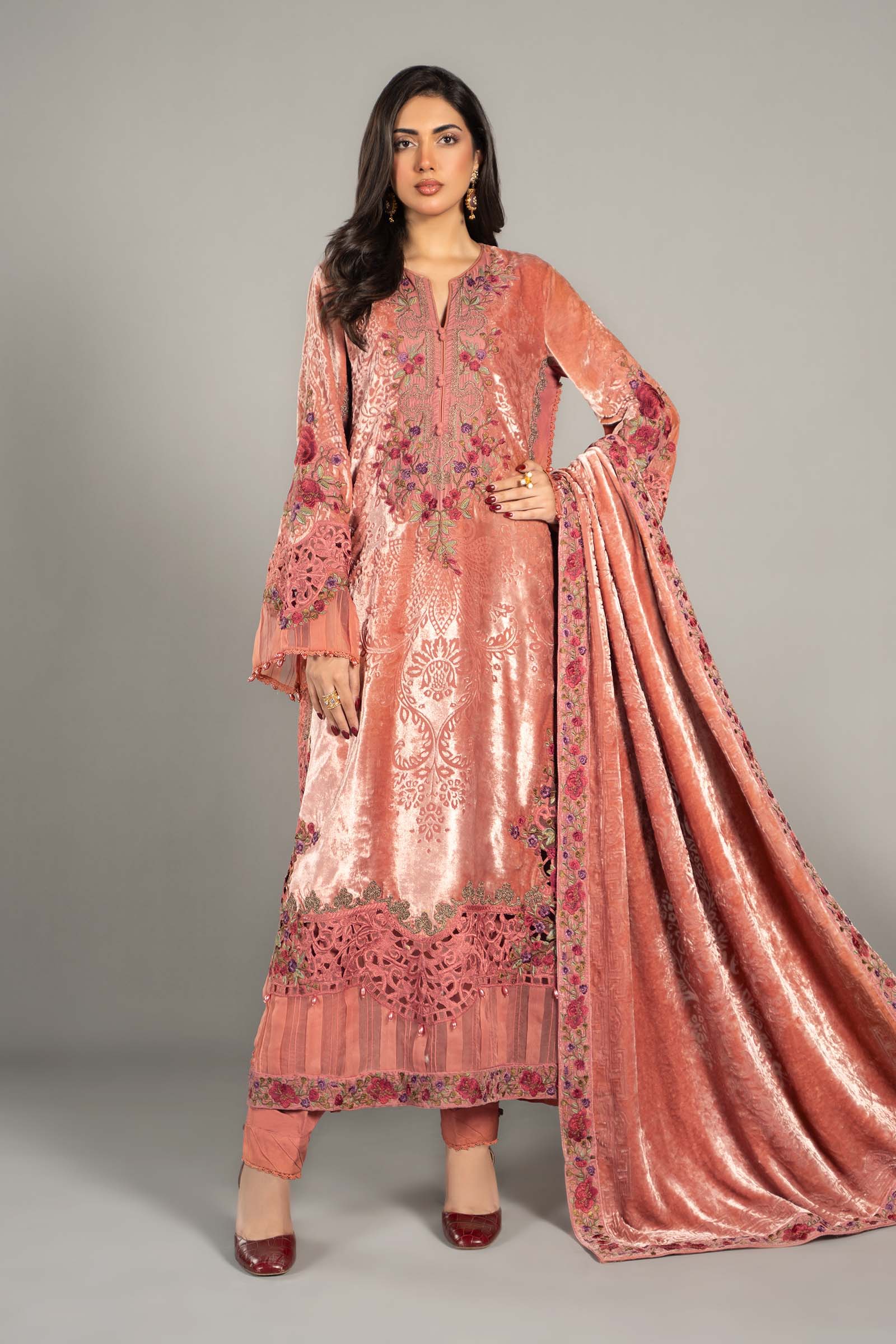 3 Piece Embroidered Palachi Suit | DLS-1206