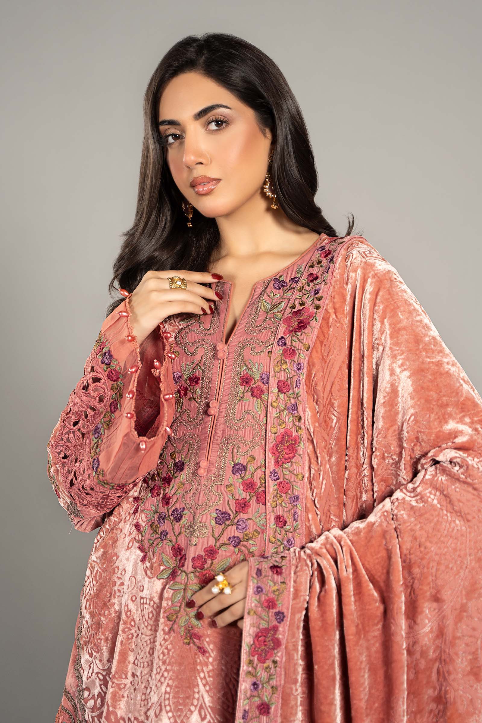 3 Piece Embroidered Palachi Suit | DLS-1206 - Image 2