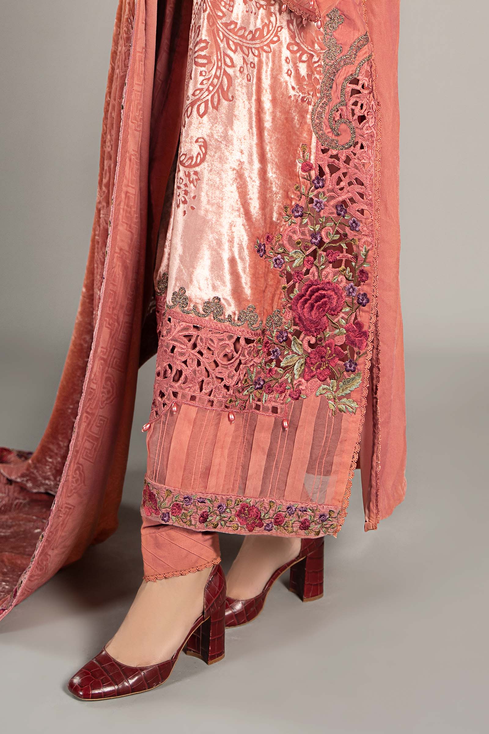 3 Piece Embroidered Palachi Suit | DLS-1206 - Image 5