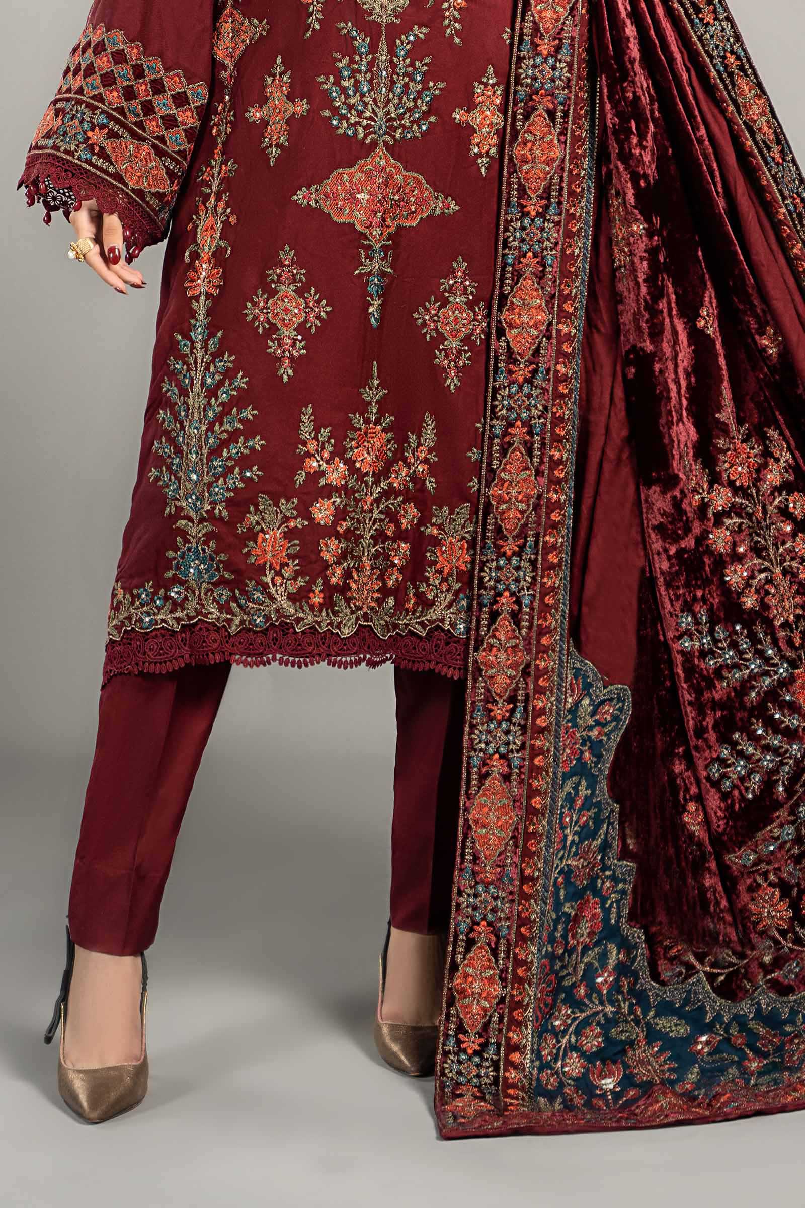 3 Piece Embroidered Twill Linen Suit | DLS-1210 - Image 4