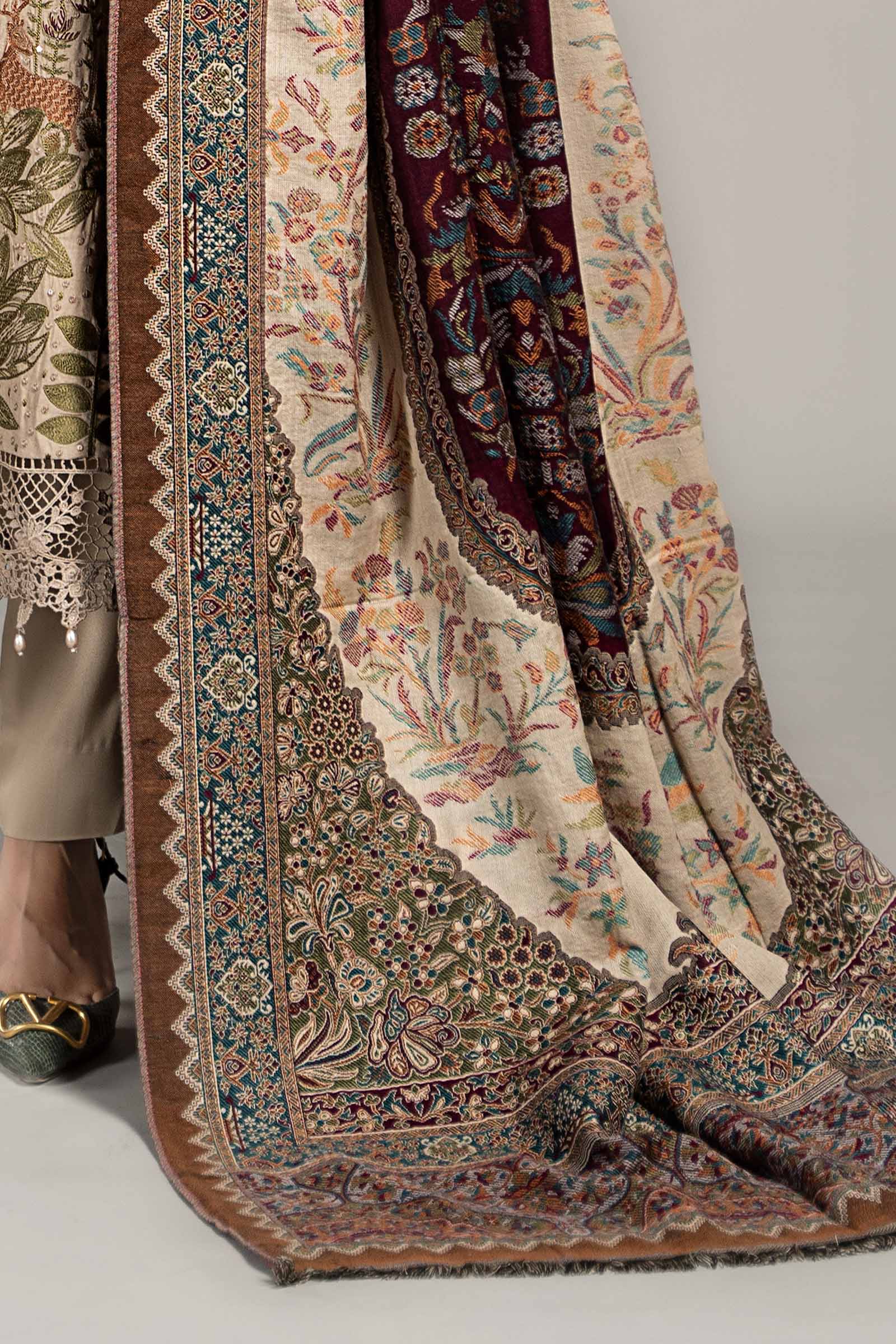 3 Piece Embroidered Linen Suit | DLS-1211 - Image 5