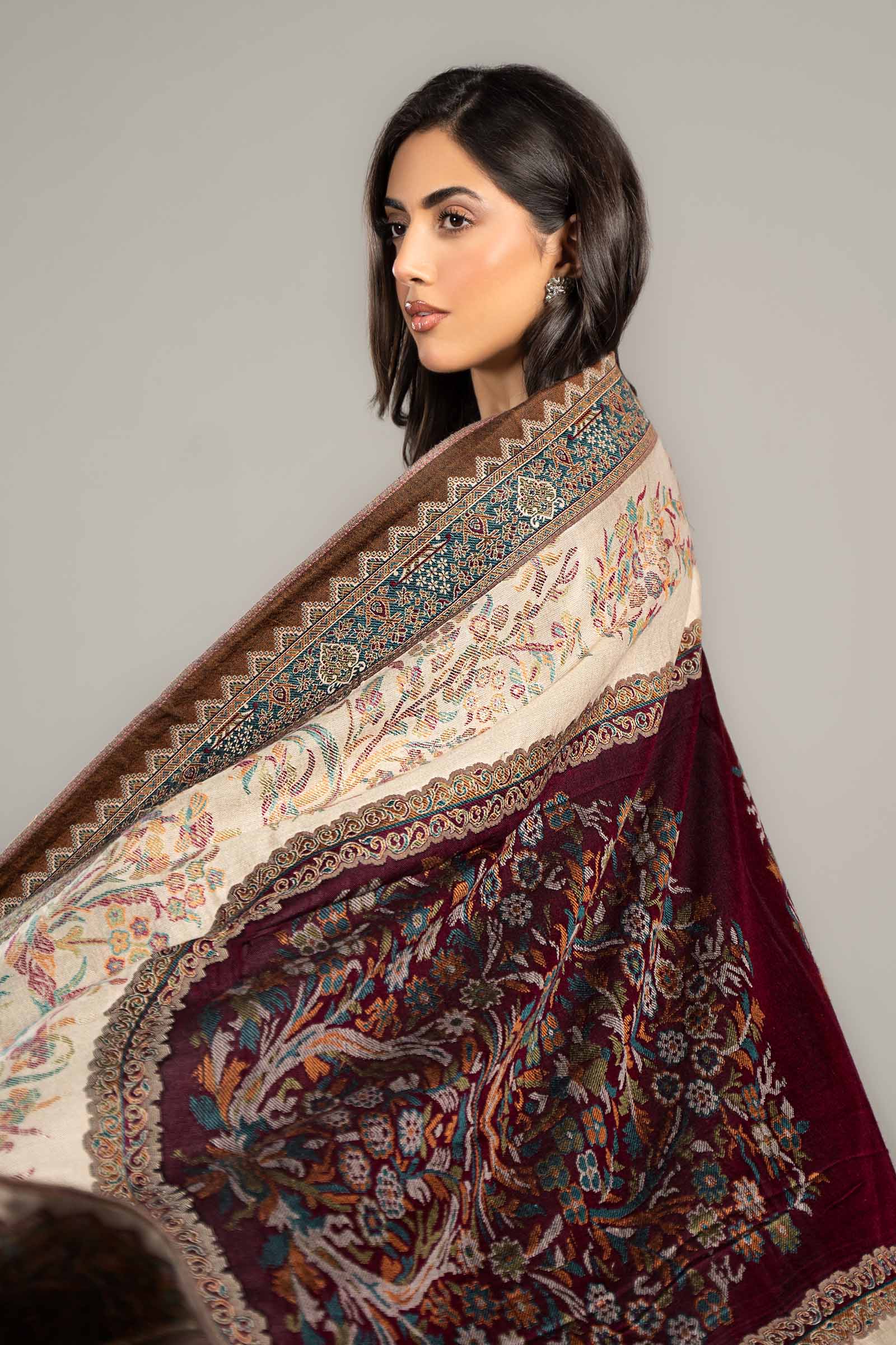 3 Piece Embroidered Linen Suit | DLS-1211 - Image 6