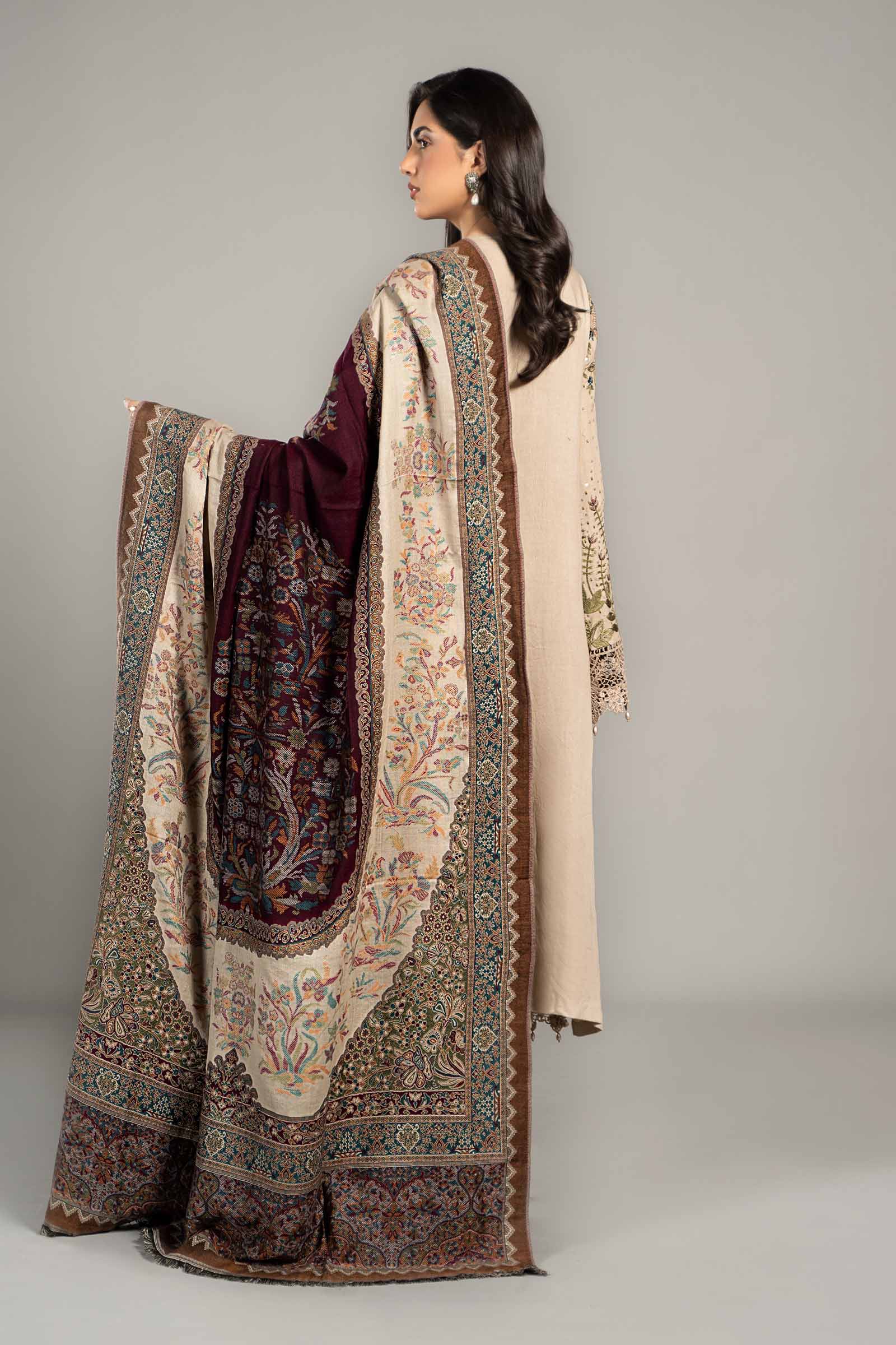 3 Piece Embroidered Linen Suit | DLS-1211 - Image 8
