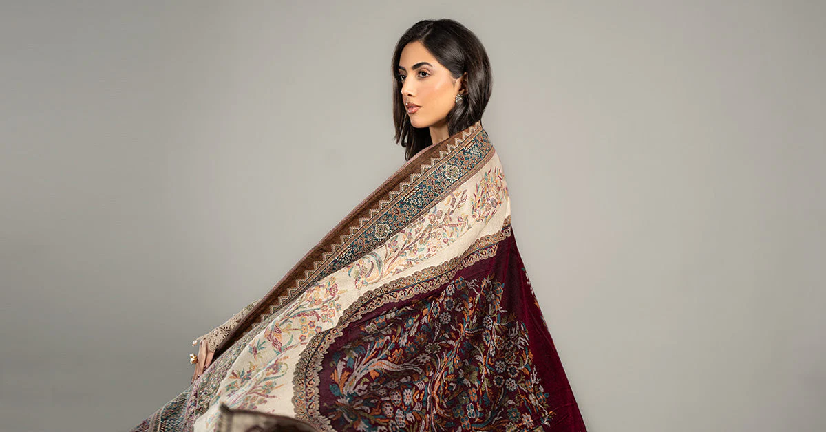 3 Piece Embroidered Linen Suit | DLS-1211 - Image 9
