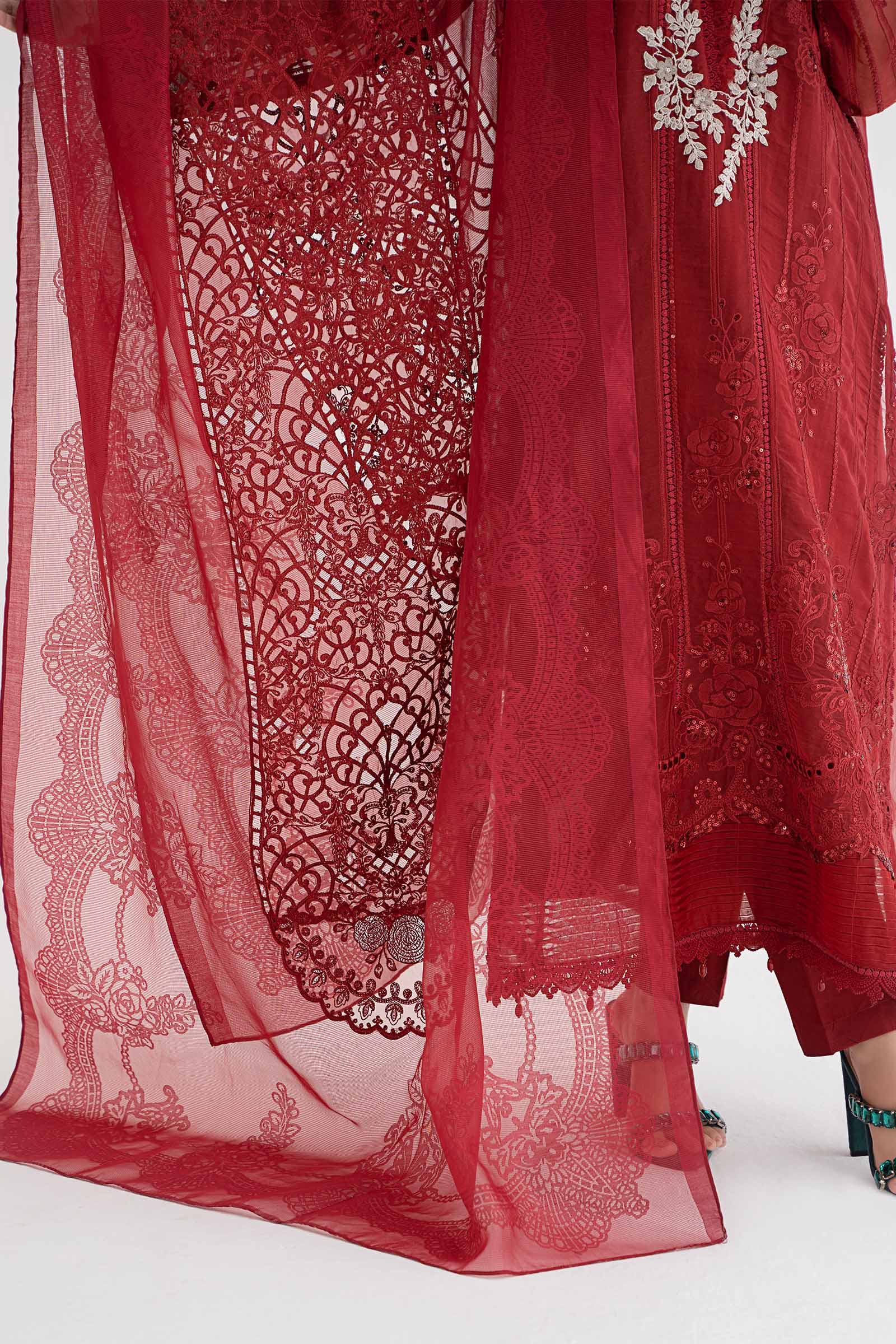 3 Piece Embroidered Organza Suit | DS-2401-B - Image 5