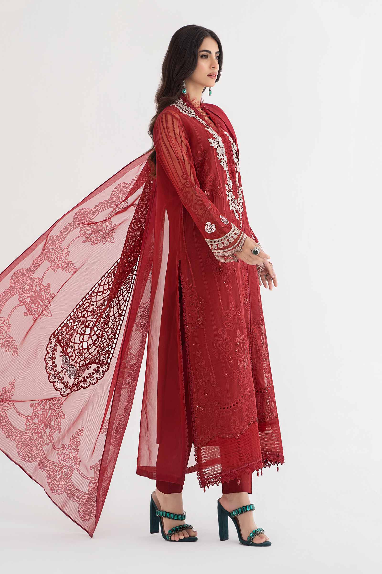 3 Piece Embroidered Organza Suit | DS-2401-B - Image 7